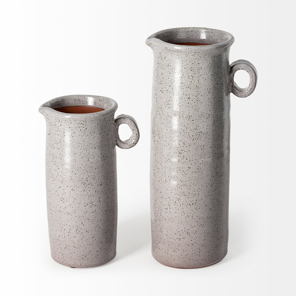 Frieda Large Freckled Gray Ceramic Jug-Jars Jugs Urns-DECOROLALA