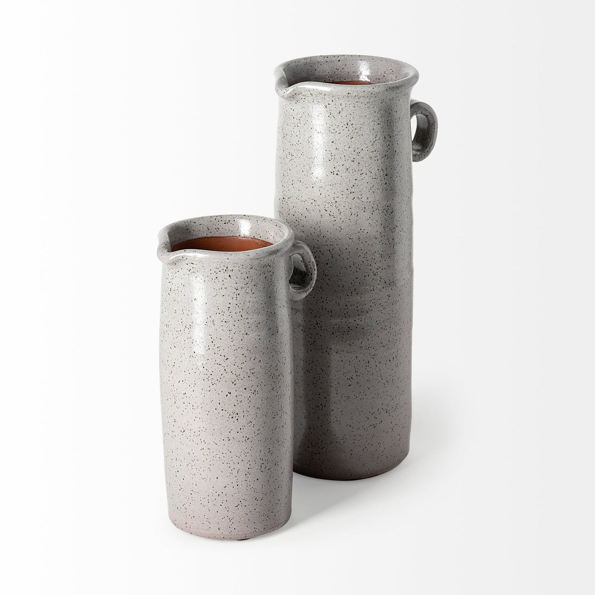 Frieda Large Freckled Gray Ceramic Jug-Jars Jugs Urns-DECOROLALA