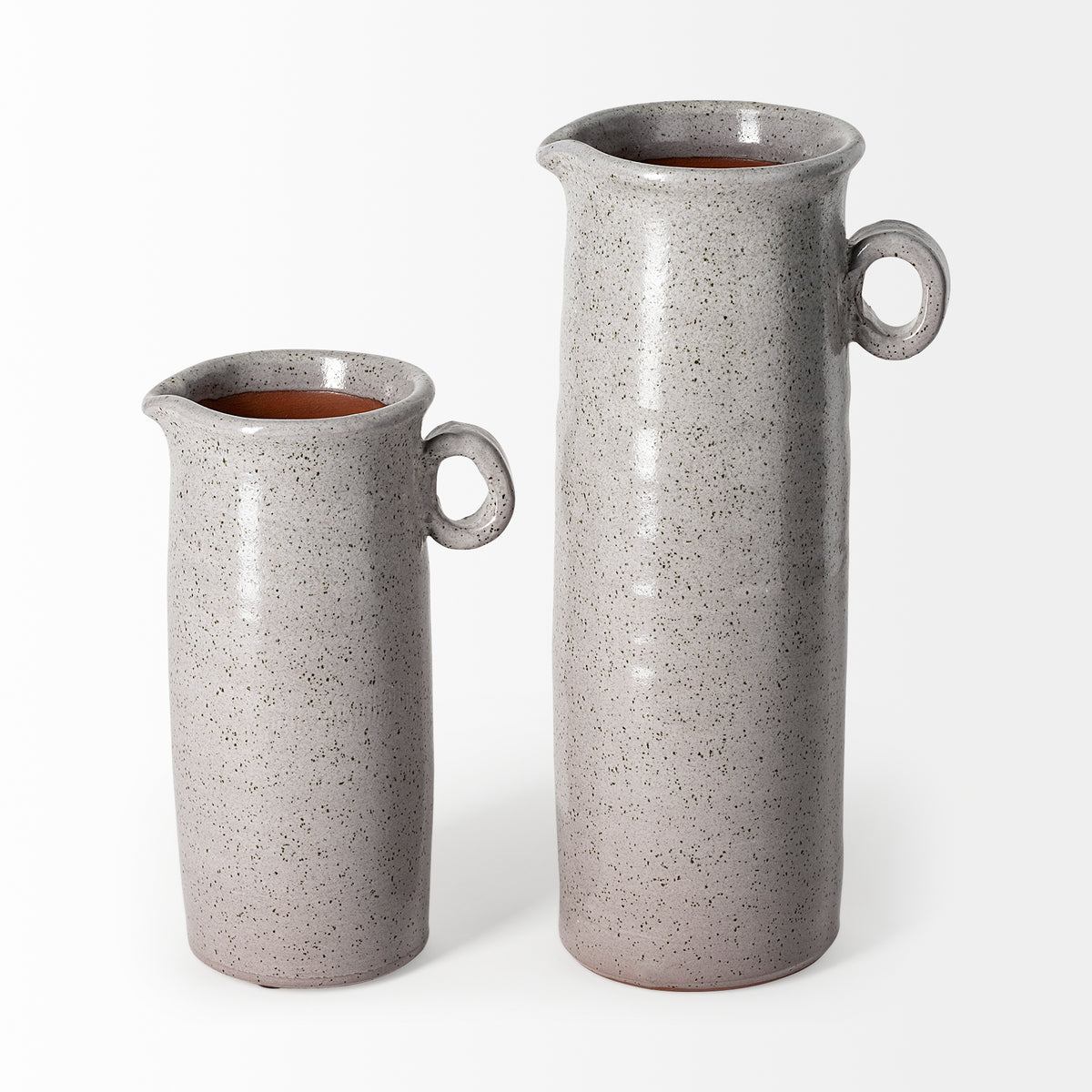 Frieda Small Freckled Gray Ceramic Jug-Jars Jugs Urns-DECOROLALA