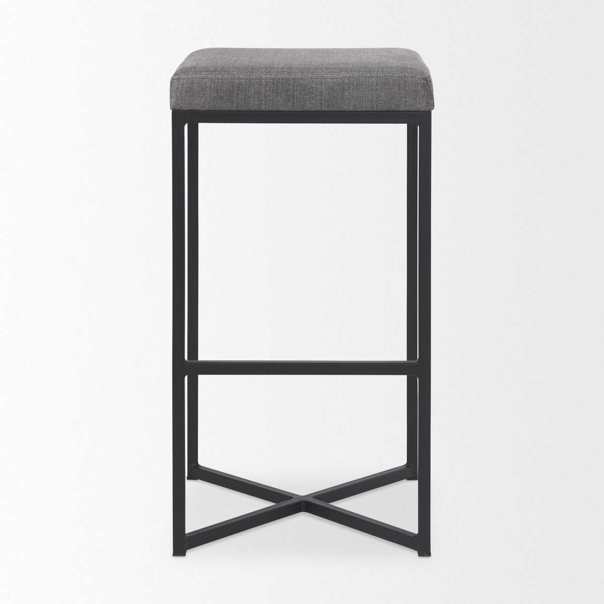 Frodo 29.75H Gray Fabric Seat W/Black Iron Frame Bar Stool-Bar Stools-DECOROLALA