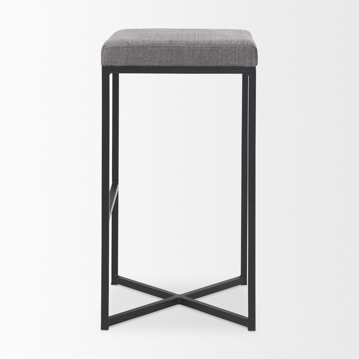 Frodo 29.75H Gray Fabric Seat W/Black Iron Frame Bar Stool-Bar Stools-DECOROLALA