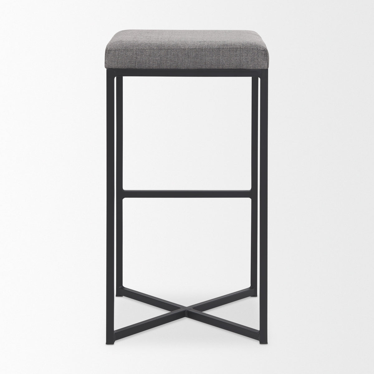 Frodo 29.75H Gray Fabric Seat W/Black Iron Frame Bar Stool-Bar Stools-DECOROLALA