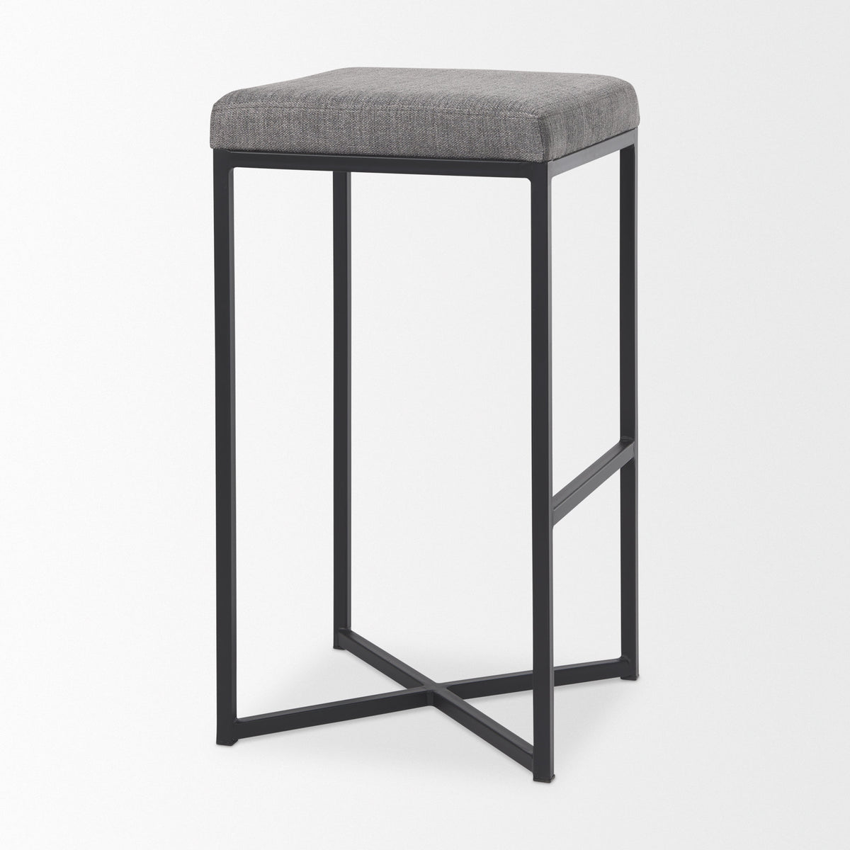 Frodo 29.75H Gray Fabric Seat W/Black Iron Frame Bar Stool-Bar Stools-DECOROLALA