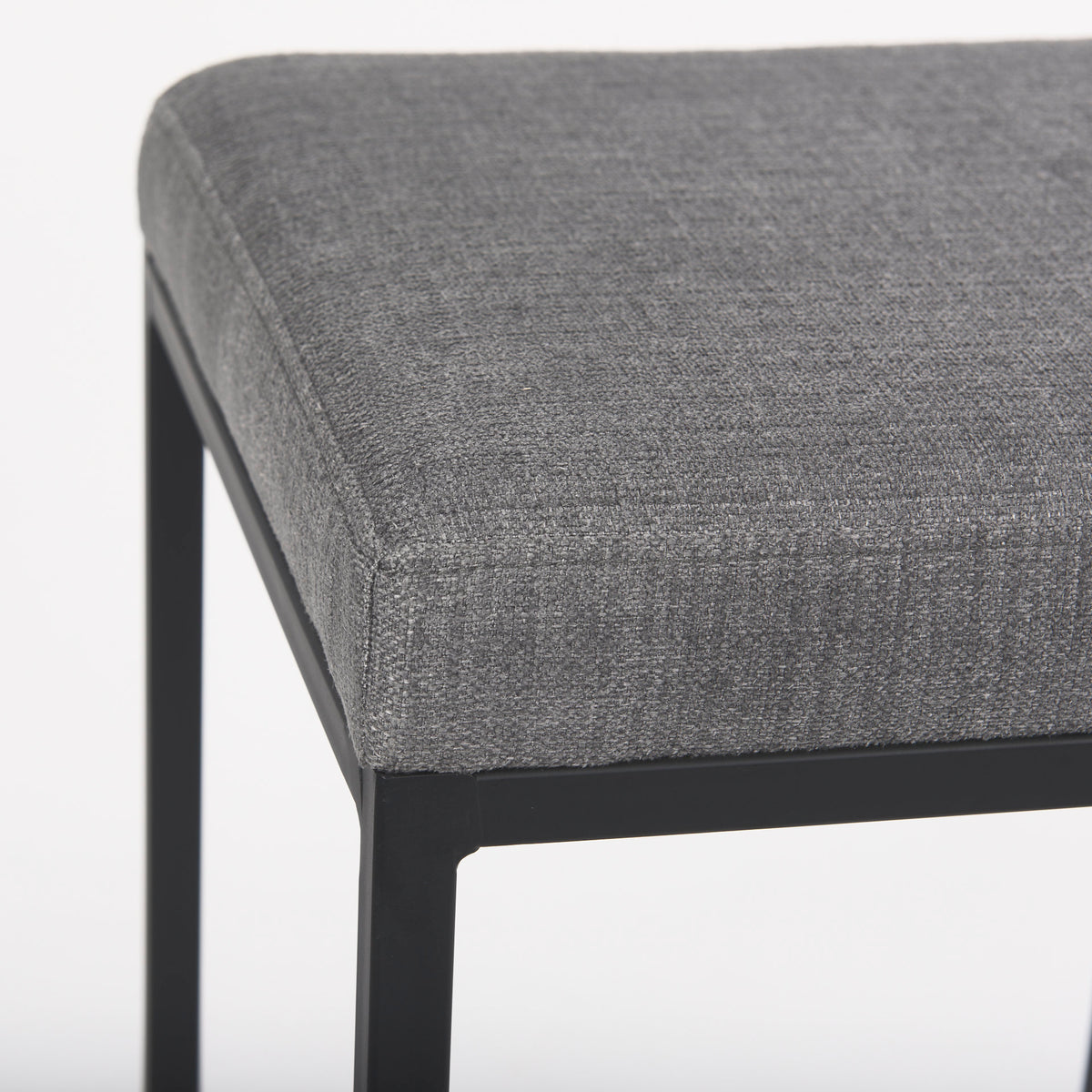 Frodo 29.75H Gray Fabric Seat W/Black Iron Frame Bar Stool-Bar Stools-DECOROLALA