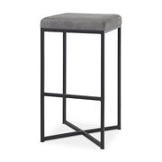 Frodo 29.75H Gray Fabric Seat W/Black Iron Frame Bar Stool-Bar Stools-DECOROLALA