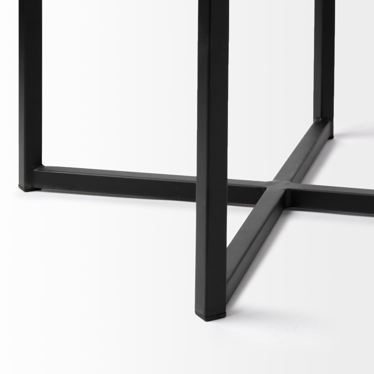 Frodo 29.75H Seat Height White Fabric Seat Black Metal Base Stool-Bar Stools-DECOROLALA