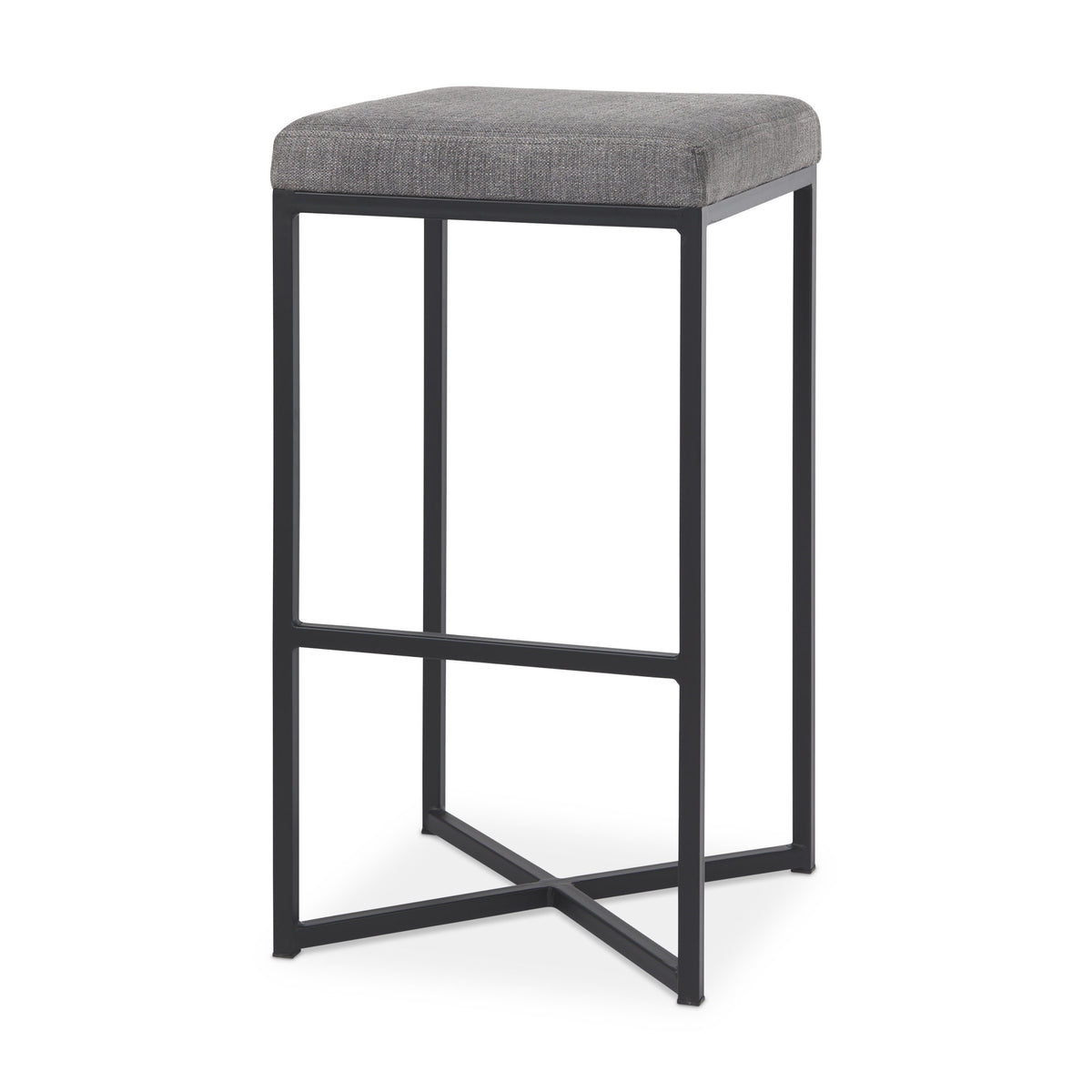 Frodo Gray Fabric Bar Stool with Black Iron Frame-Bar Stools-DECOROLALA