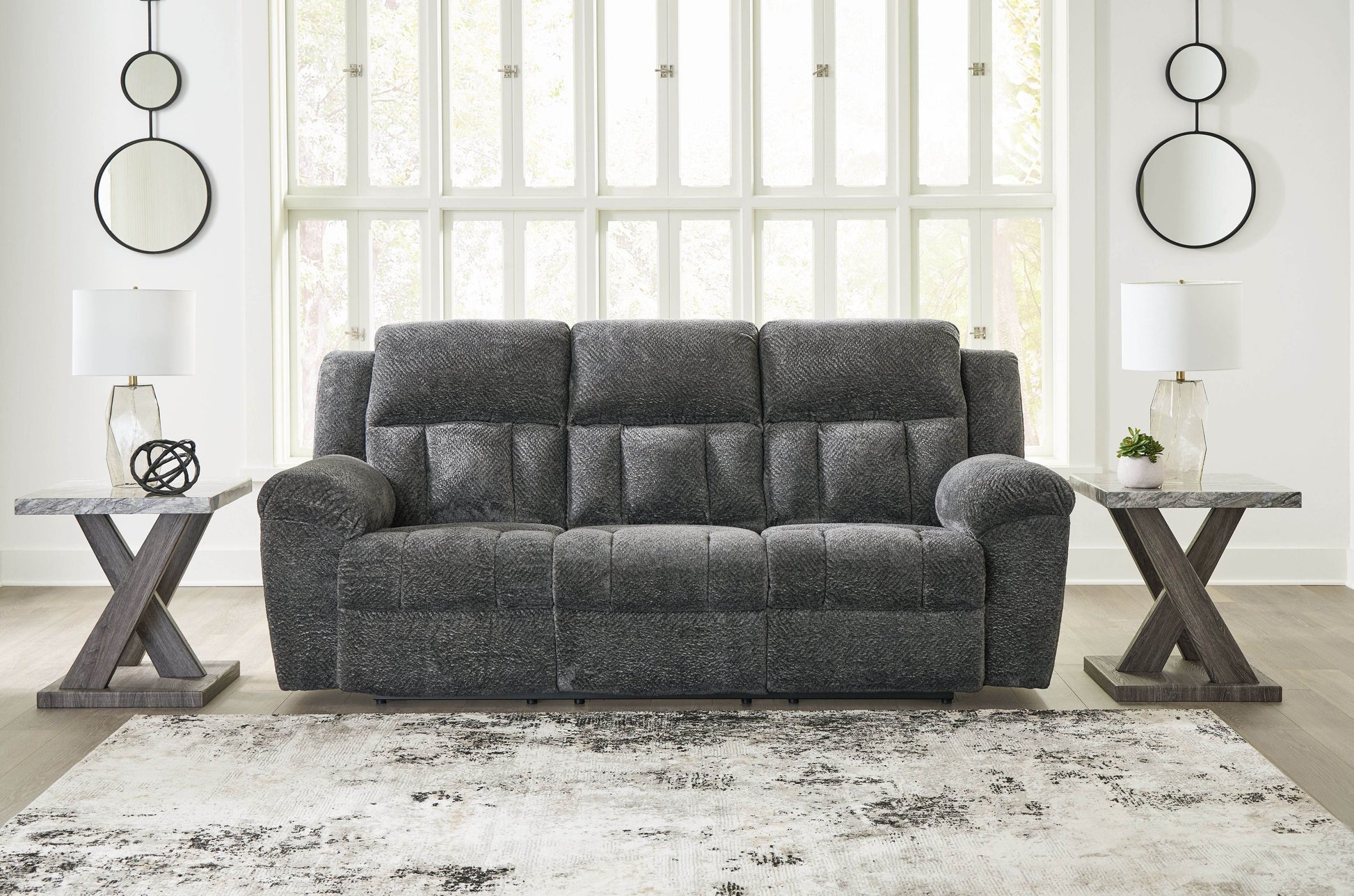 Frohn Reclining Sofa - Graphite Fabric-Reclining Sofas-DECOROLALA