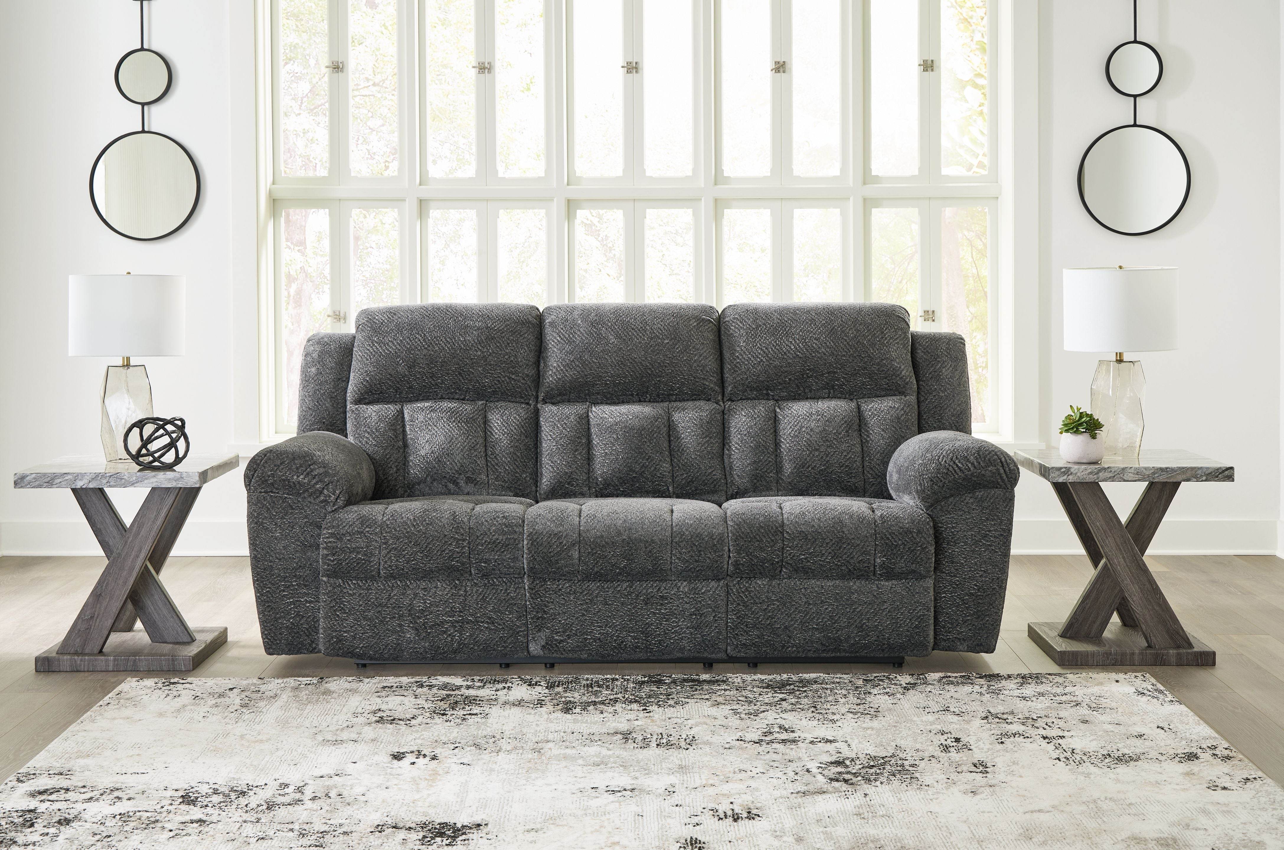 Frohn Reclining Sofa - Graphite Fabric-Reclining Sofas-DECOROLALA