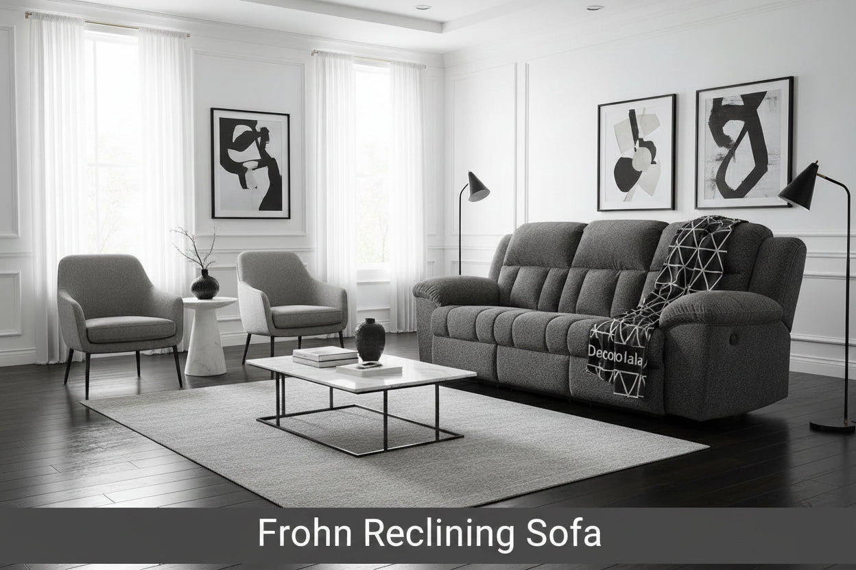 Frohn Reclining Sofa - Graphite Fabric-Reclining Sofas-DECOROLALA