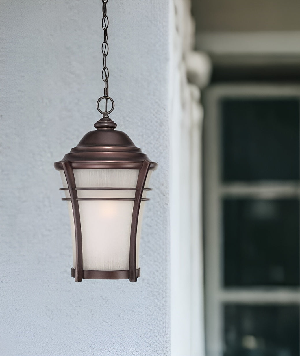 Frosted Glass Bronze Lantern Hanging Light-Outdoor Lighting-DECOROLALA