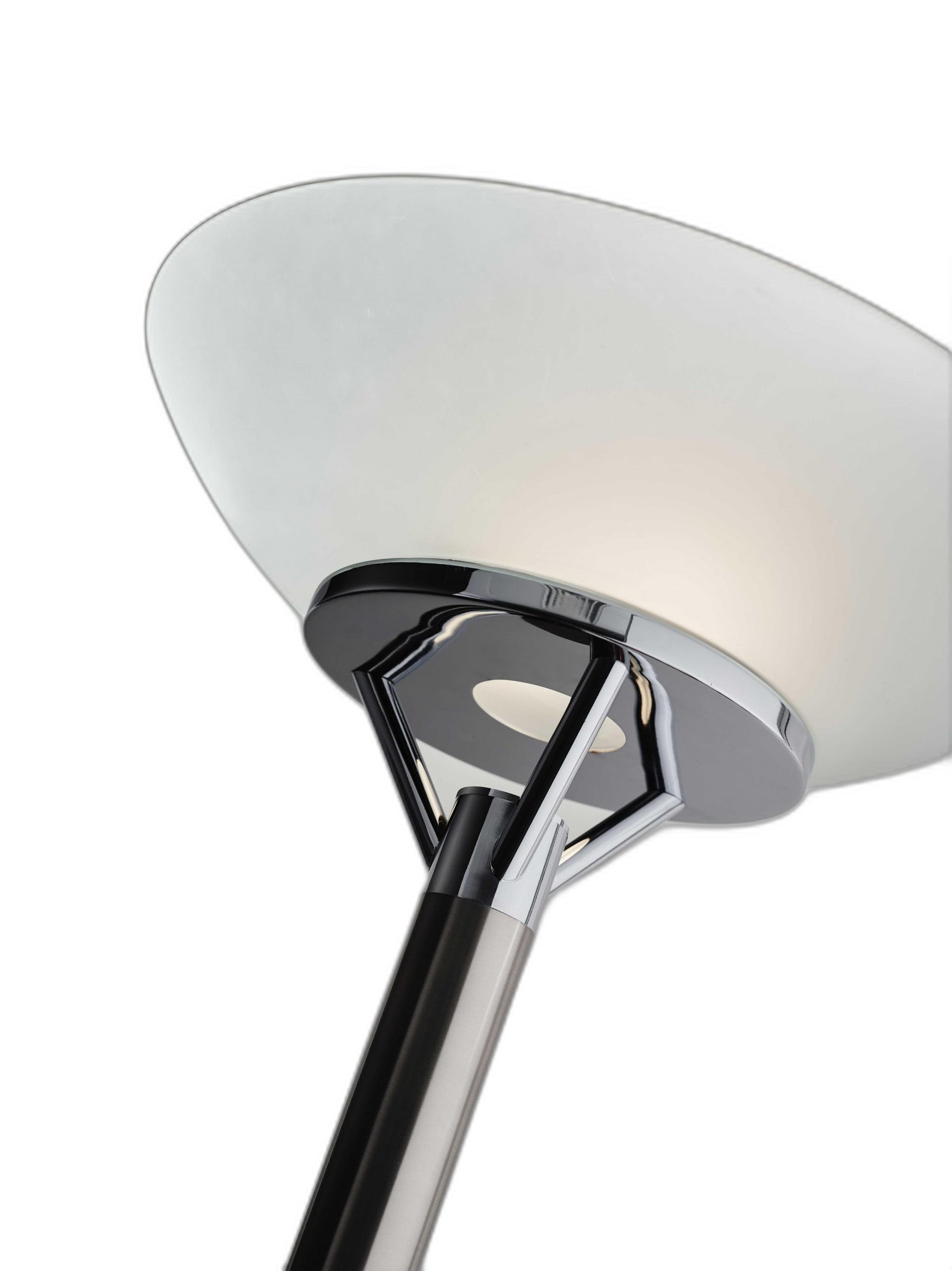 Frosted Glass Shade Uplighting Torchiere In Brushed Steel-Floor Lamps-DECOROLALA