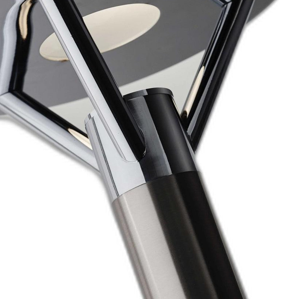 Frosted Glass Shade Uplighting Torchiere In Brushed Steel-Floor Lamps-DECOROLALA