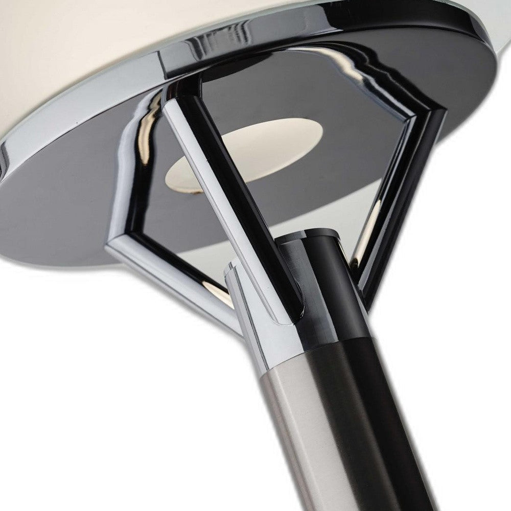 Frosted Glass Shade Uplighting Torchiere In Brushed Steel-Floor Lamps-DECOROLALA