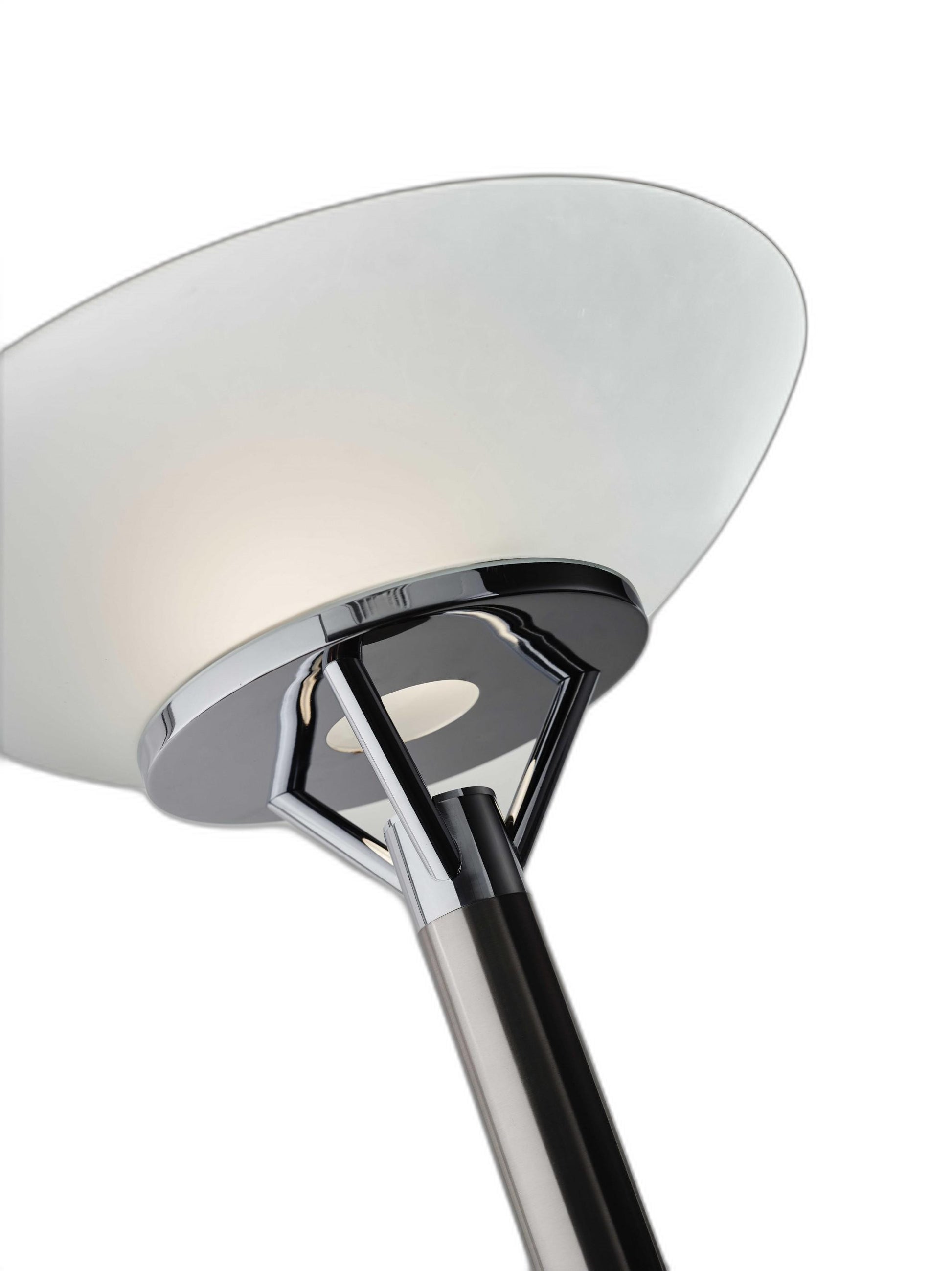 Frosted Glass Shade Uplighting Torchiere In Brushed Steel-Floor Lamps-DECOROLALA