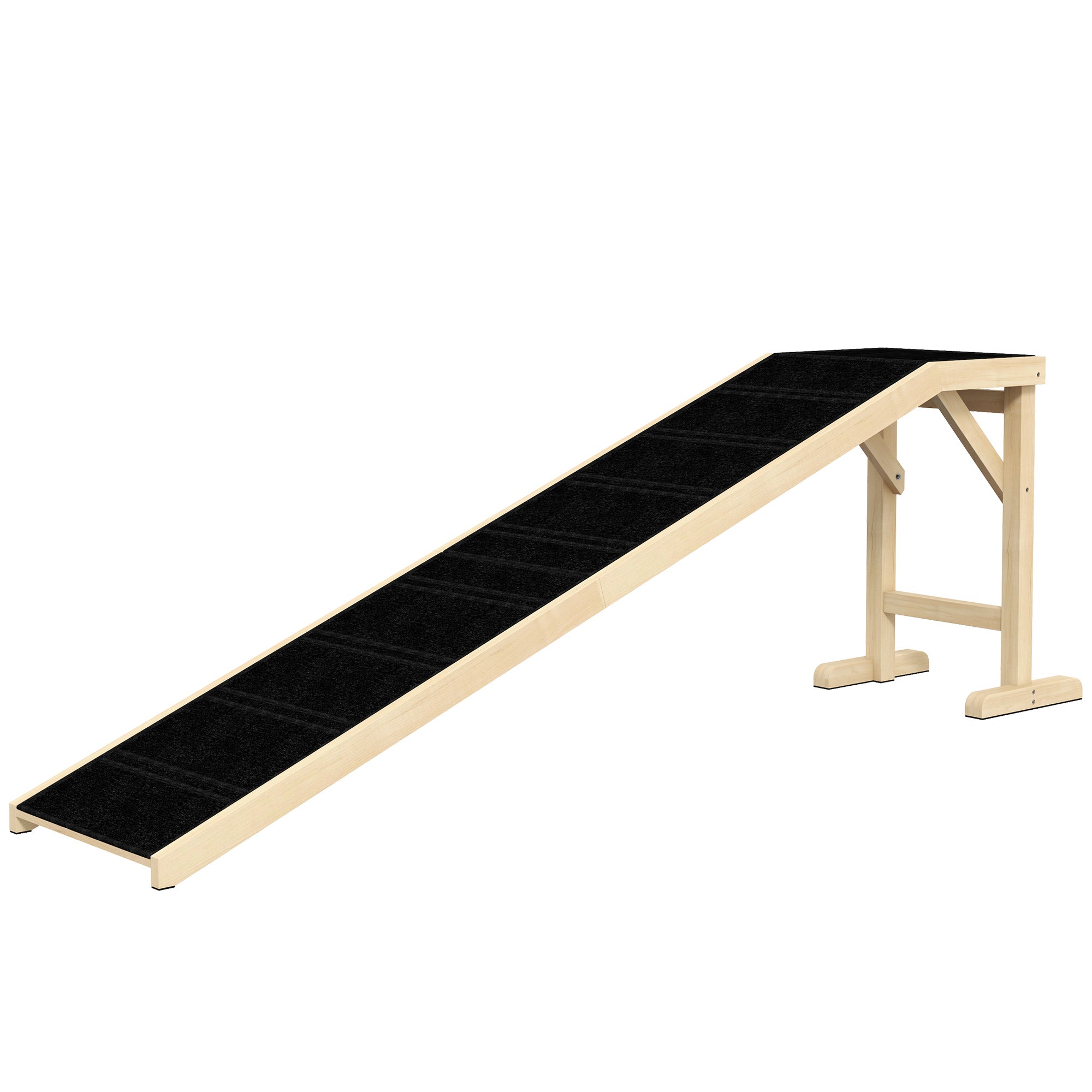Rampe-lit avec marches pour chiens et chats, moquette antidérapante, 74"L x 16"W x 25"H, naturel