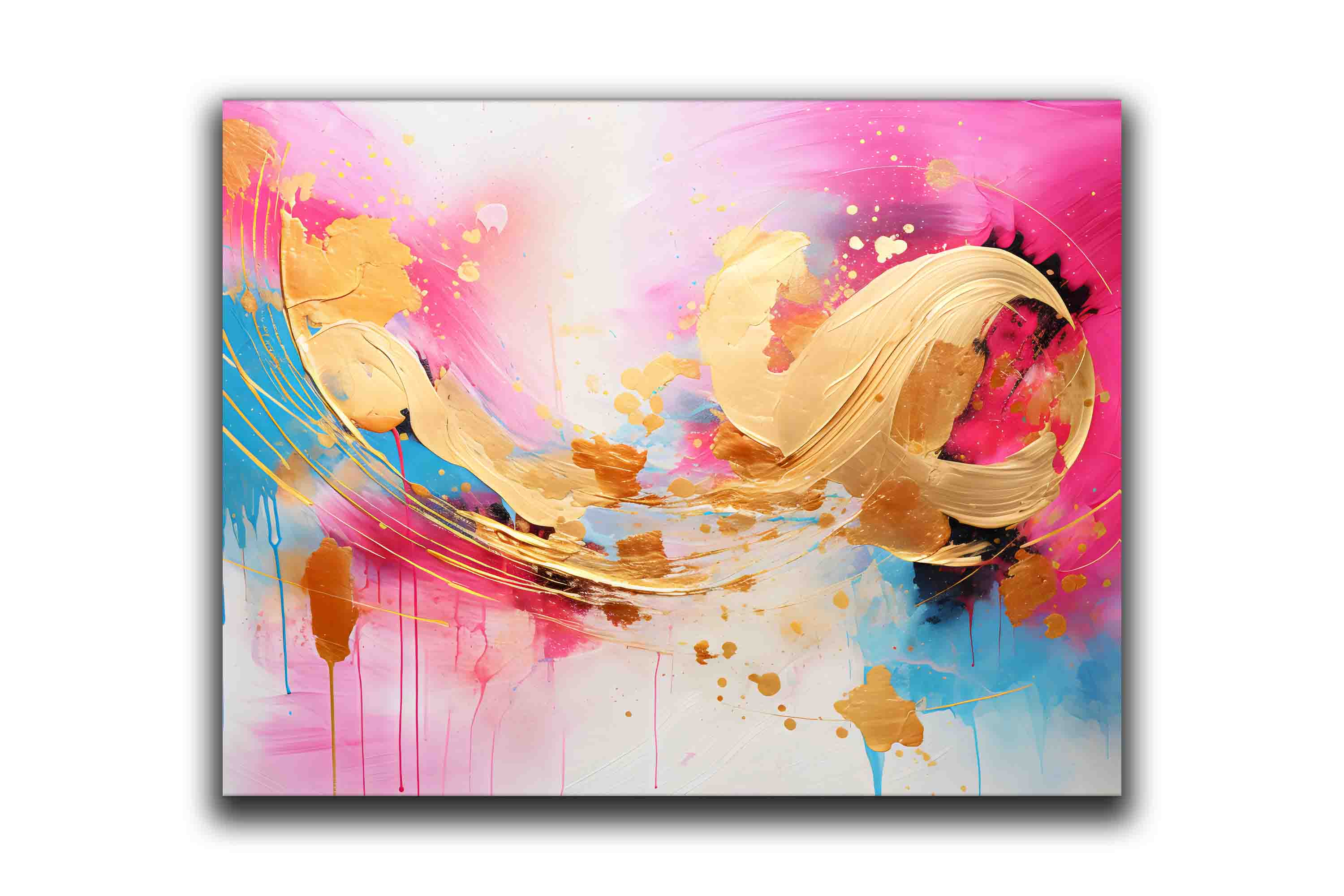 Fuchsia Gold Abstract 48X36 Fine Art Canvas Print-Canvas Print-DECOROLALA