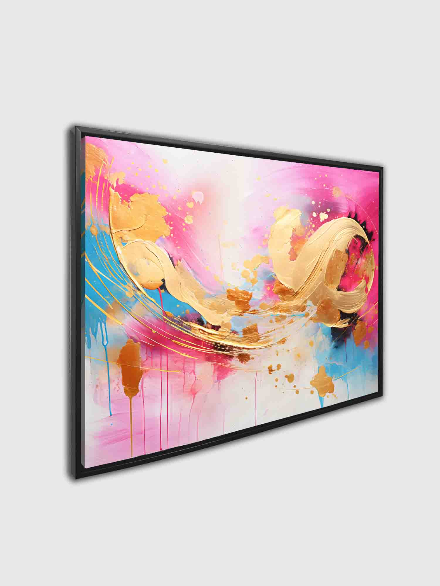 Fuchsia Gold Abstract Canvas Print 48x36-Canvas Print-DECOROLALA