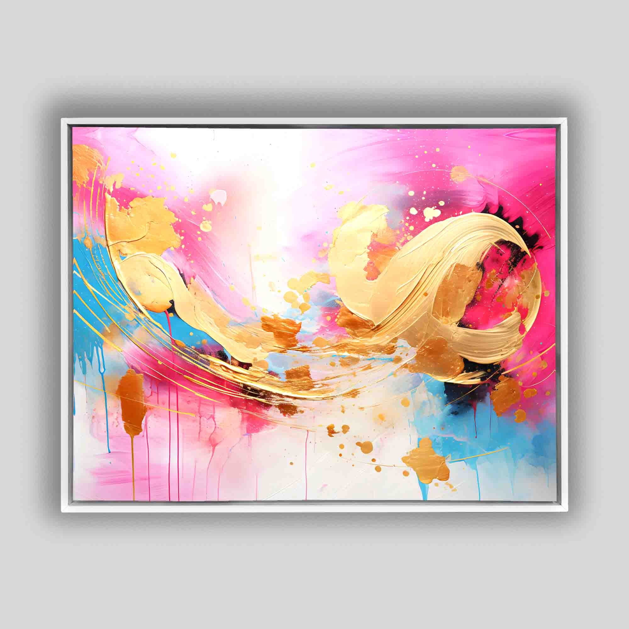 Fuchsia Gold Abstract Canvas Print 48x36-Canvas Print-DECOROLALA