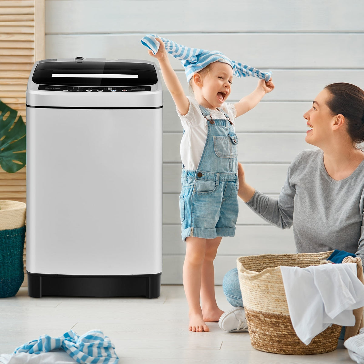 Full-Automatic Washing Machine 1.5 Cu.Ft 11 LBS Washer and Dryer-Gray-Washing Machines-DECOROLALA