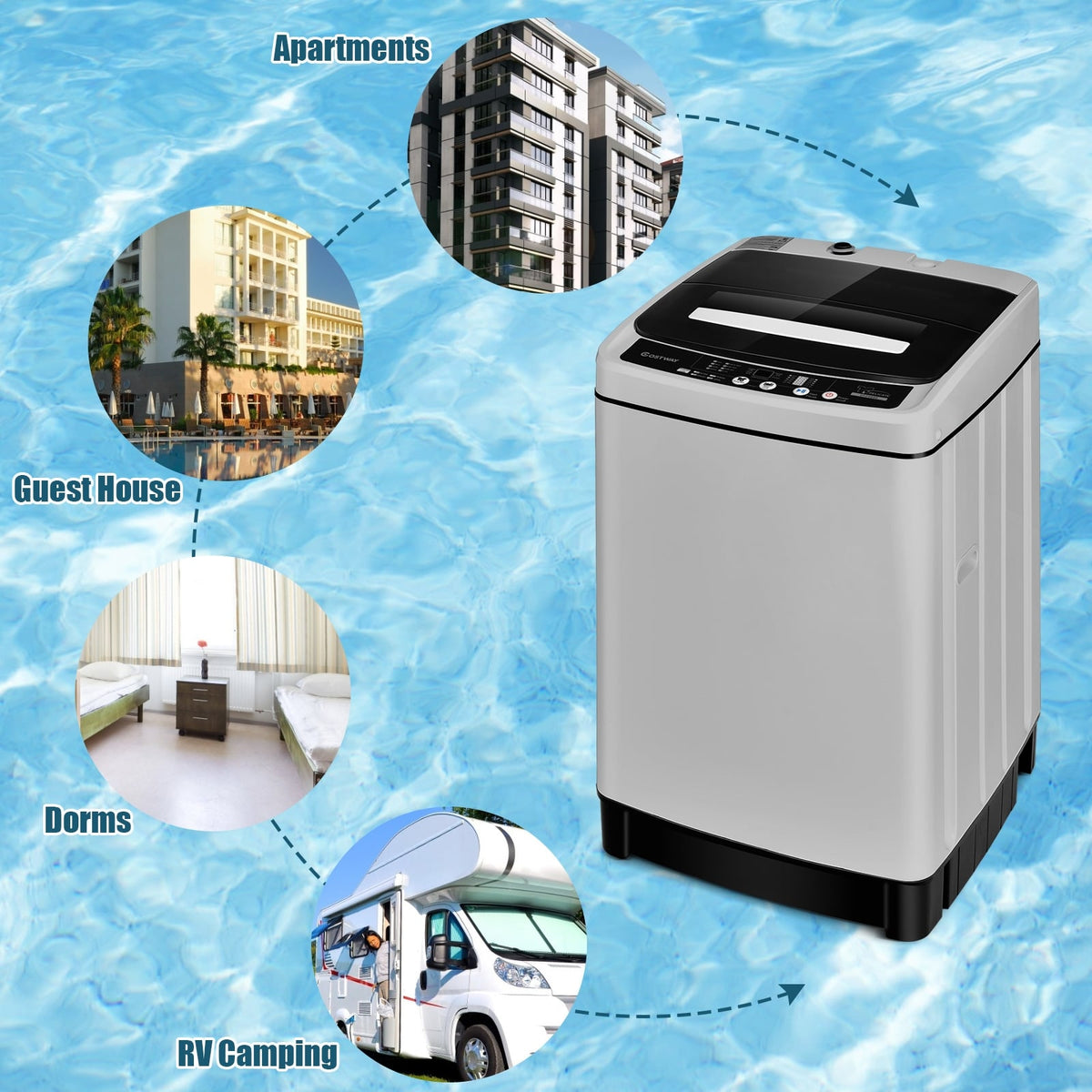 Full-Automatic Washing Machine 1.5 Cu.Ft 11 LBS Washer and Dryer-Gray-Washing Machines-DECOROLALA