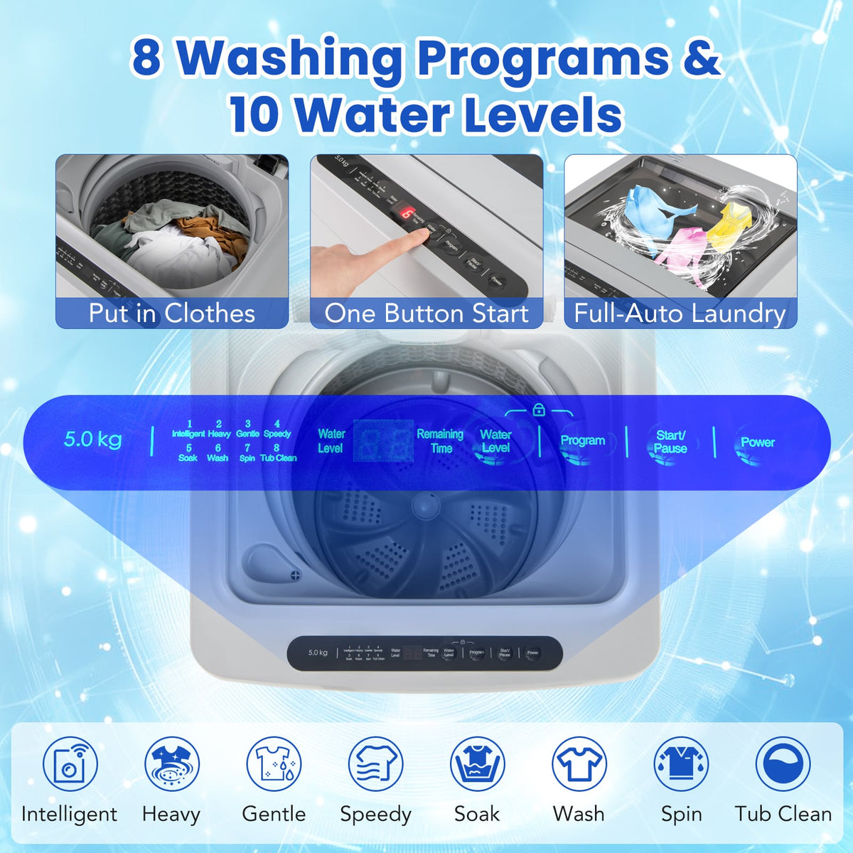 Full-Automatic Washing Machine Washer and Spin Combo-Grey-Washing Machines-DECOROLALA
