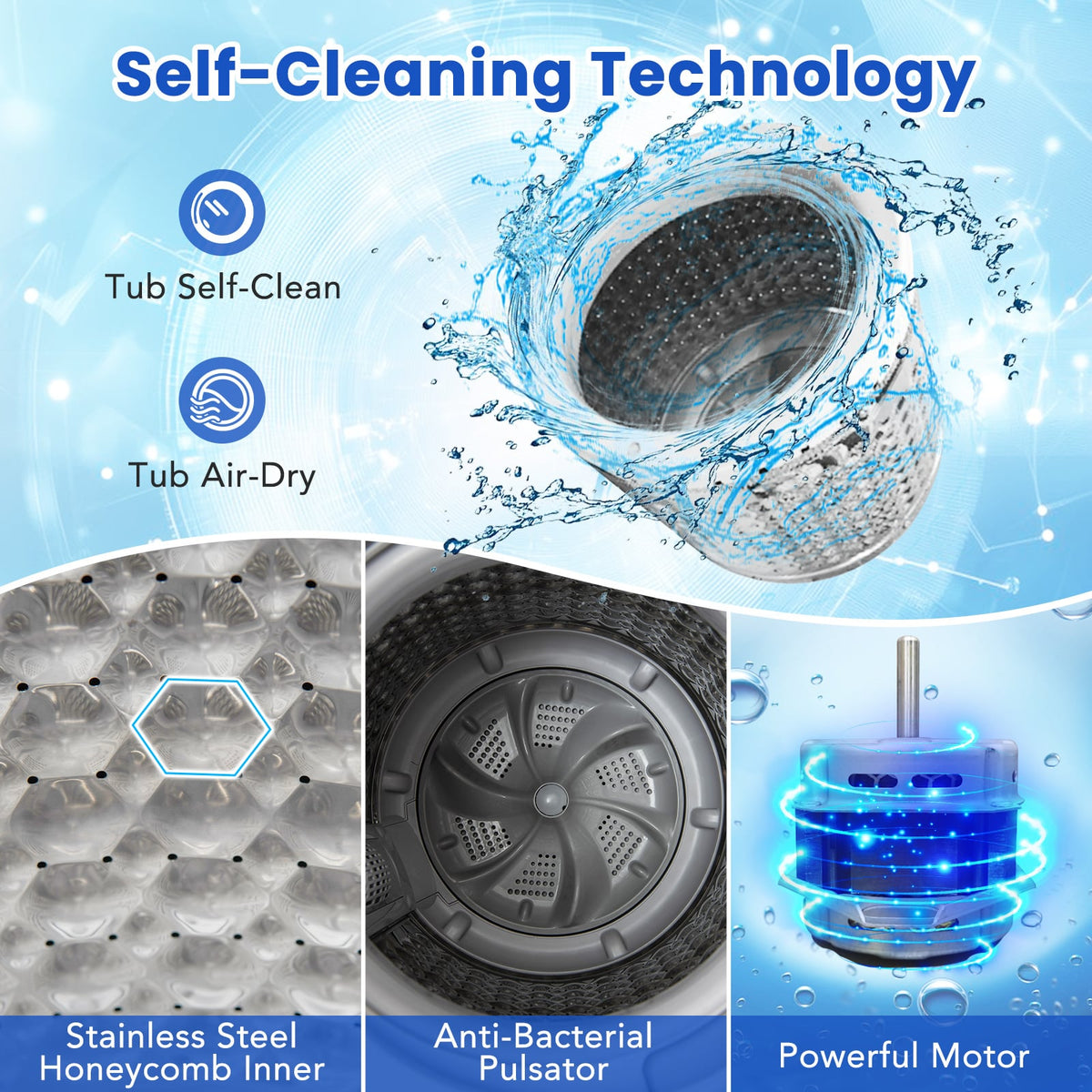 Full-Automatic Washing Machine Washer and Spin Combo-Grey-Washing Machines-DECOROLALA