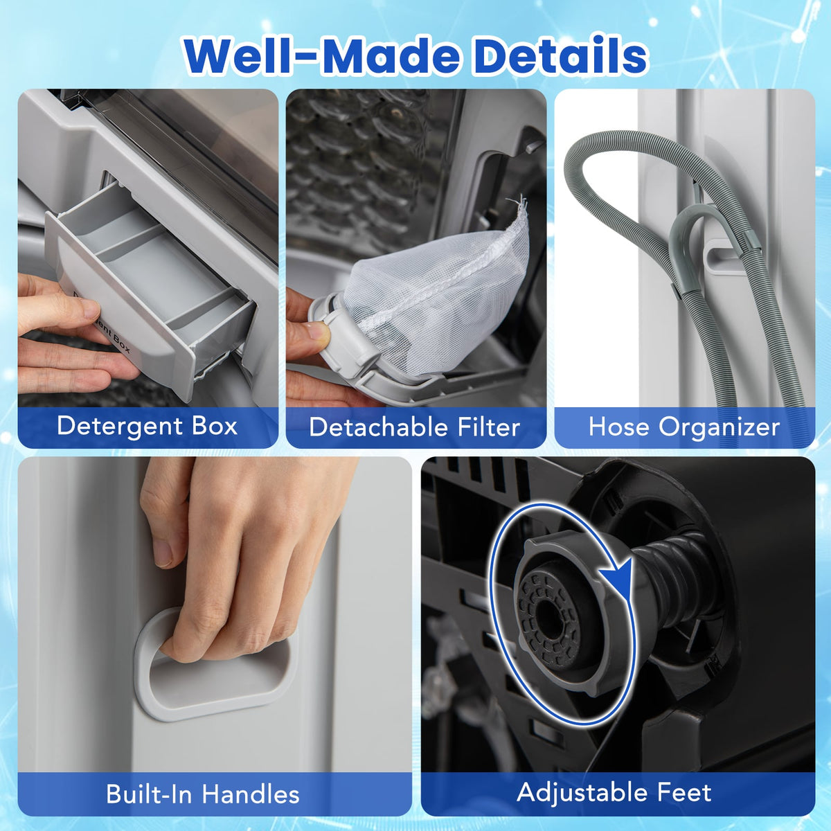 Full-Automatic Washing Machine Washer and Spin Combo-Grey-Washing Machines-DECOROLALA