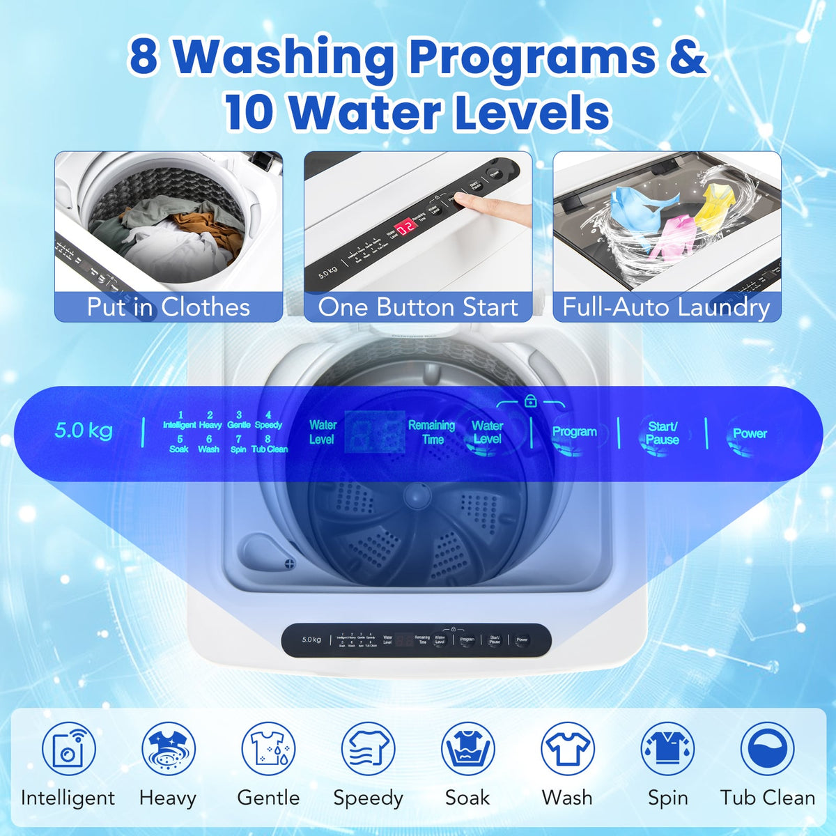 Full-Automatic Washing Machine Washer and Spin Combo-White-Washing Machines-DECOROLALA
