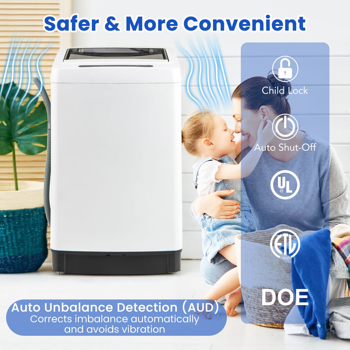 Full-Automatic Washing Machine Washer and Spin Combo-White-Washing Machines-DECOROLALA