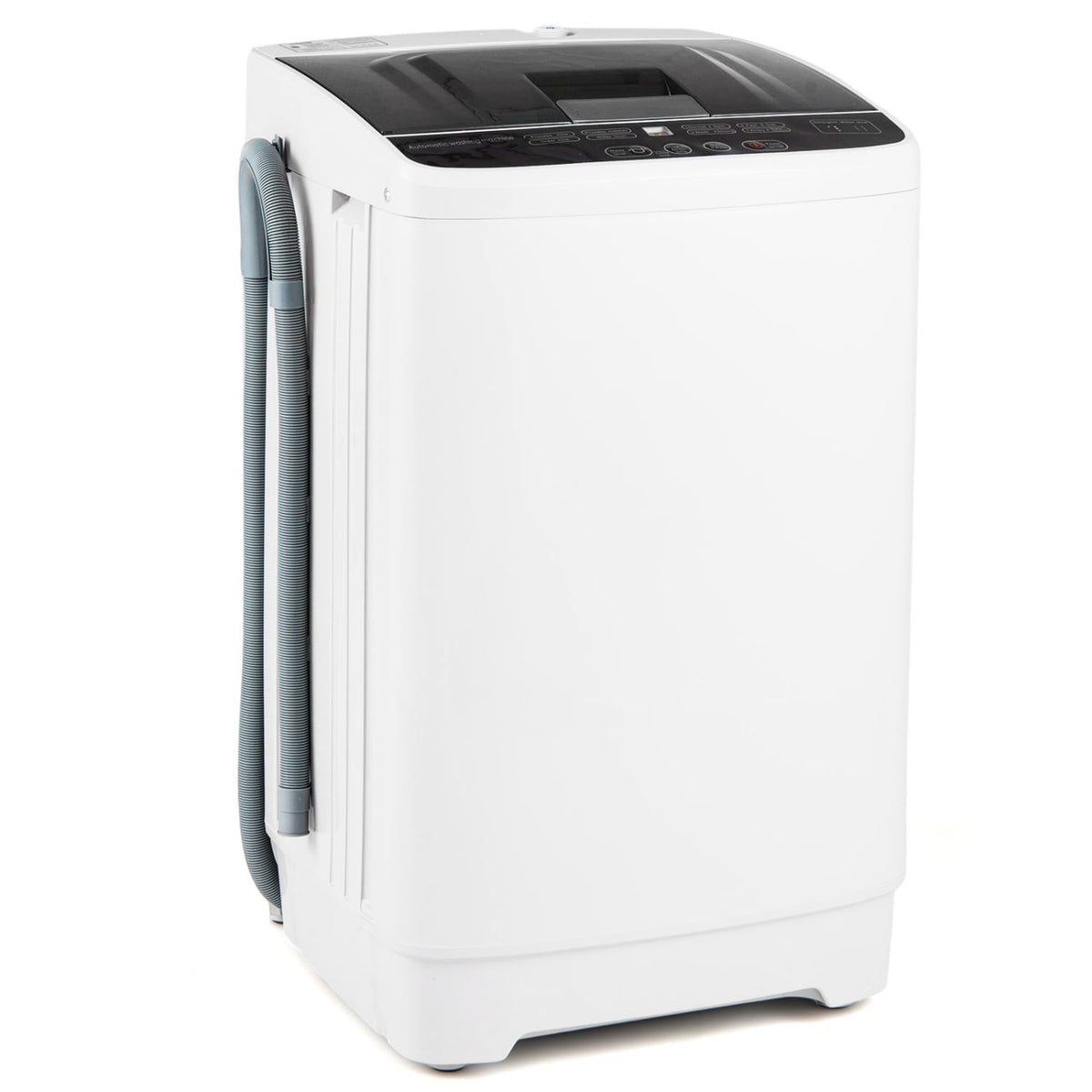 Full Automatic Washing Machine with 8 Preset Programs 6 Water Levels and Built-in Drain Pump-White-Washing Machines-DECOROLALA