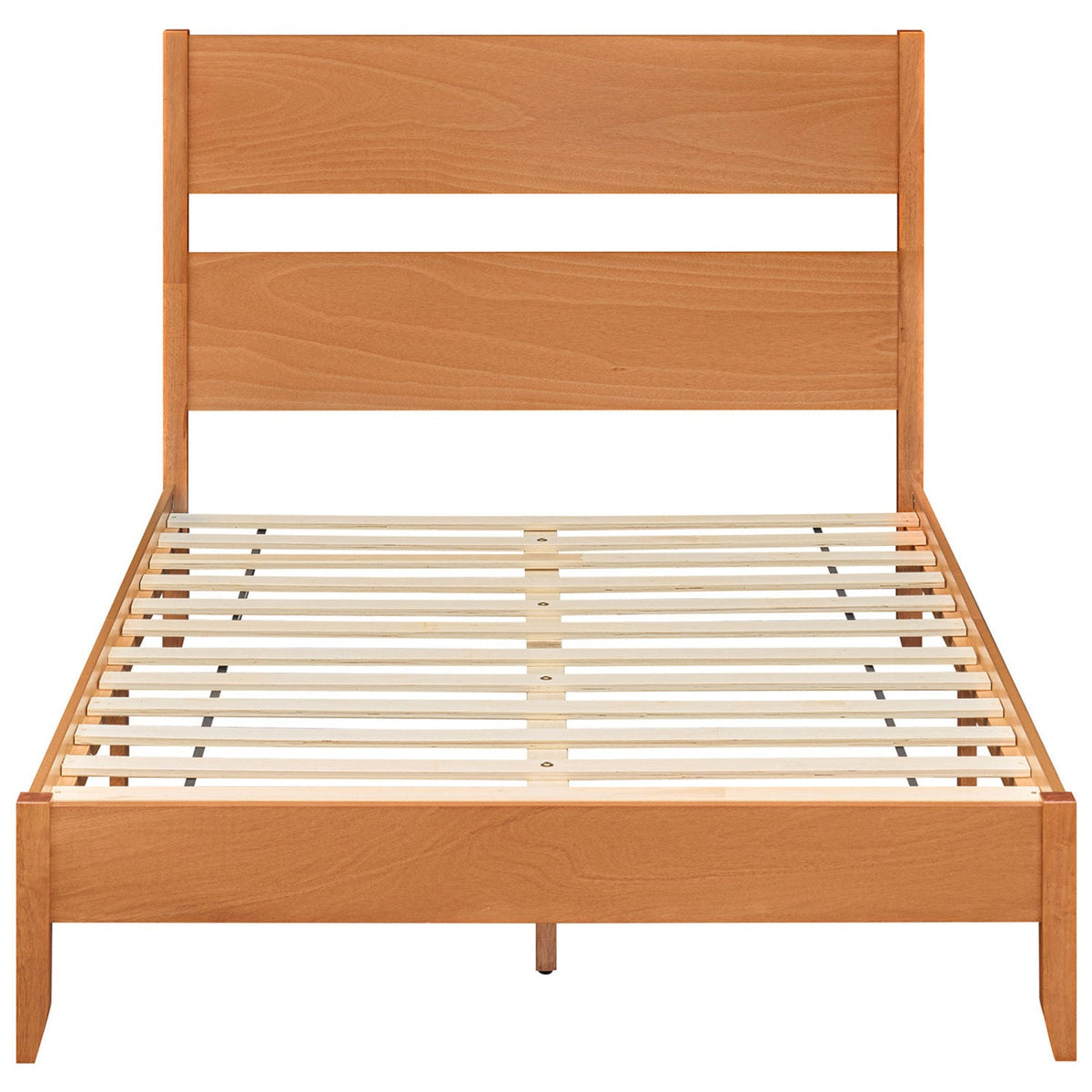 Full Bed Frame with Headboad and Solid Wood Legs 12 Slats-Beds & Bed Frames-DECOROLALA