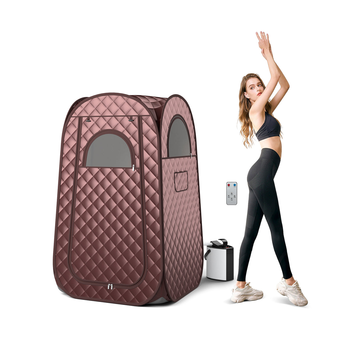 Full-Body Personal Sauna Tent with 1000W 3L Steam Generator for Home Spa Relaxation-Coffee-Saunas-DECOROLALA