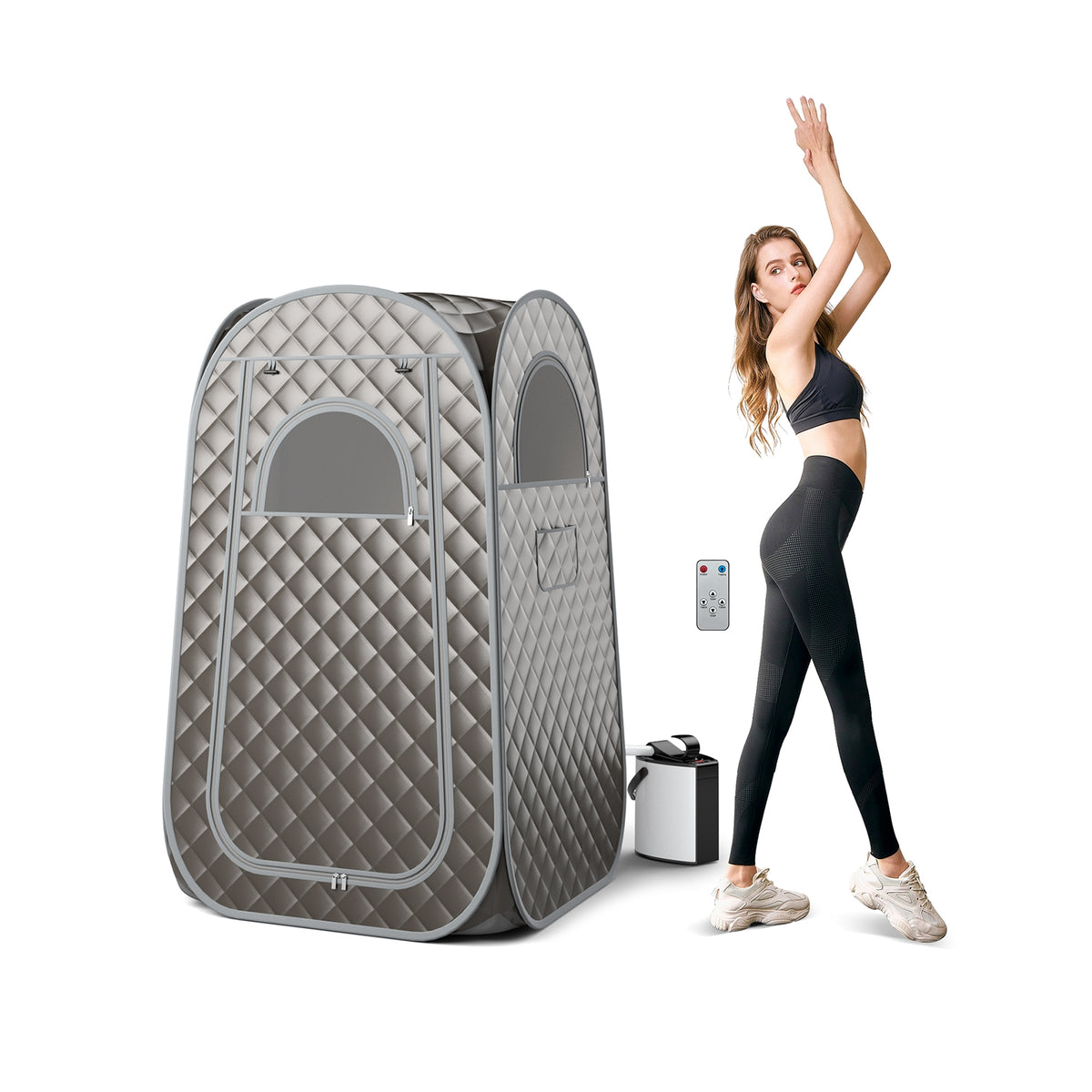 Full-Body Personal Sauna Tent with 1000W 3L Steam Generator for Home Spa Relaxation-Gray-Saunas-DECOROLALA