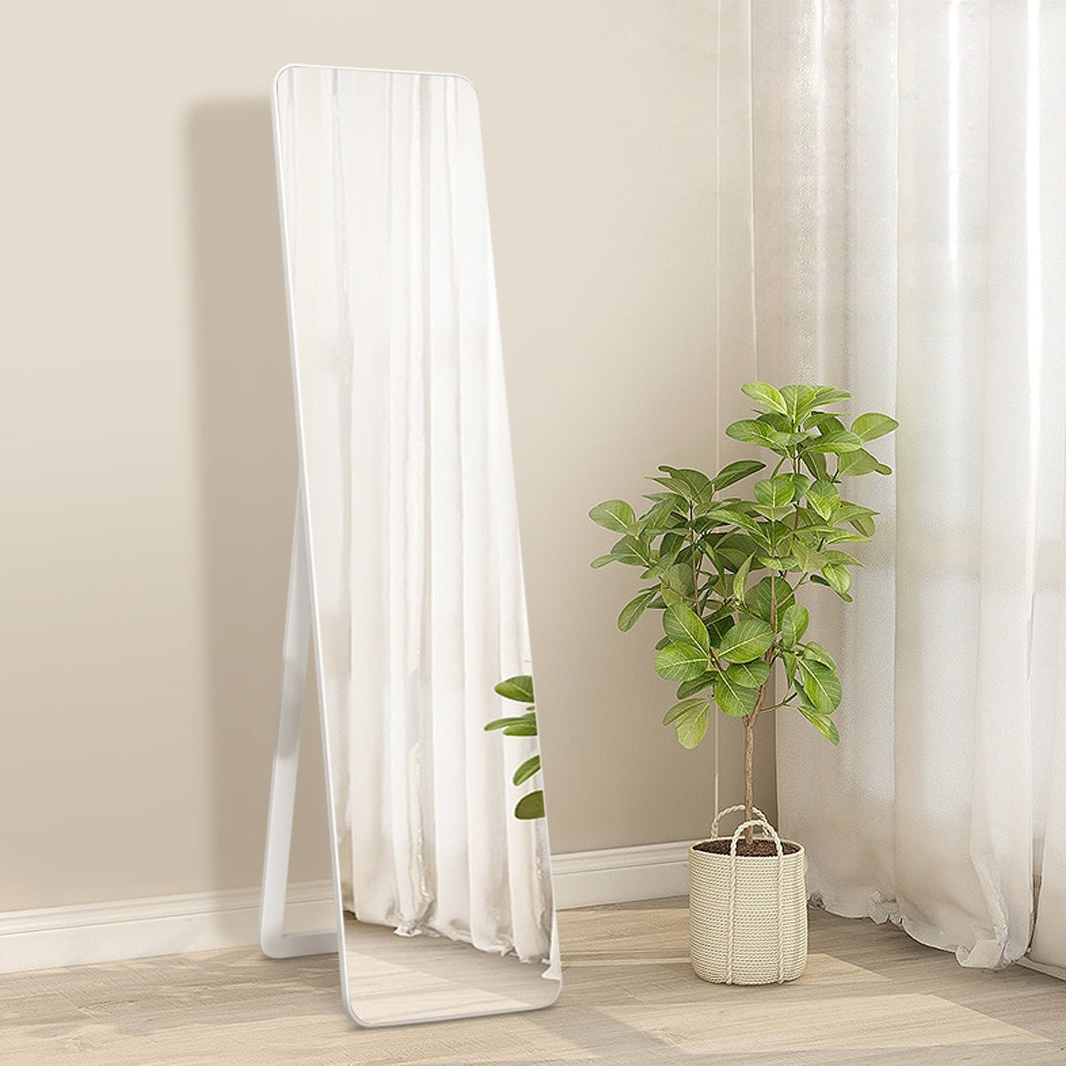 Full Length Frameless Wall Mountable Floor Mirror-White-Floor Mirrors-DECOROLALA