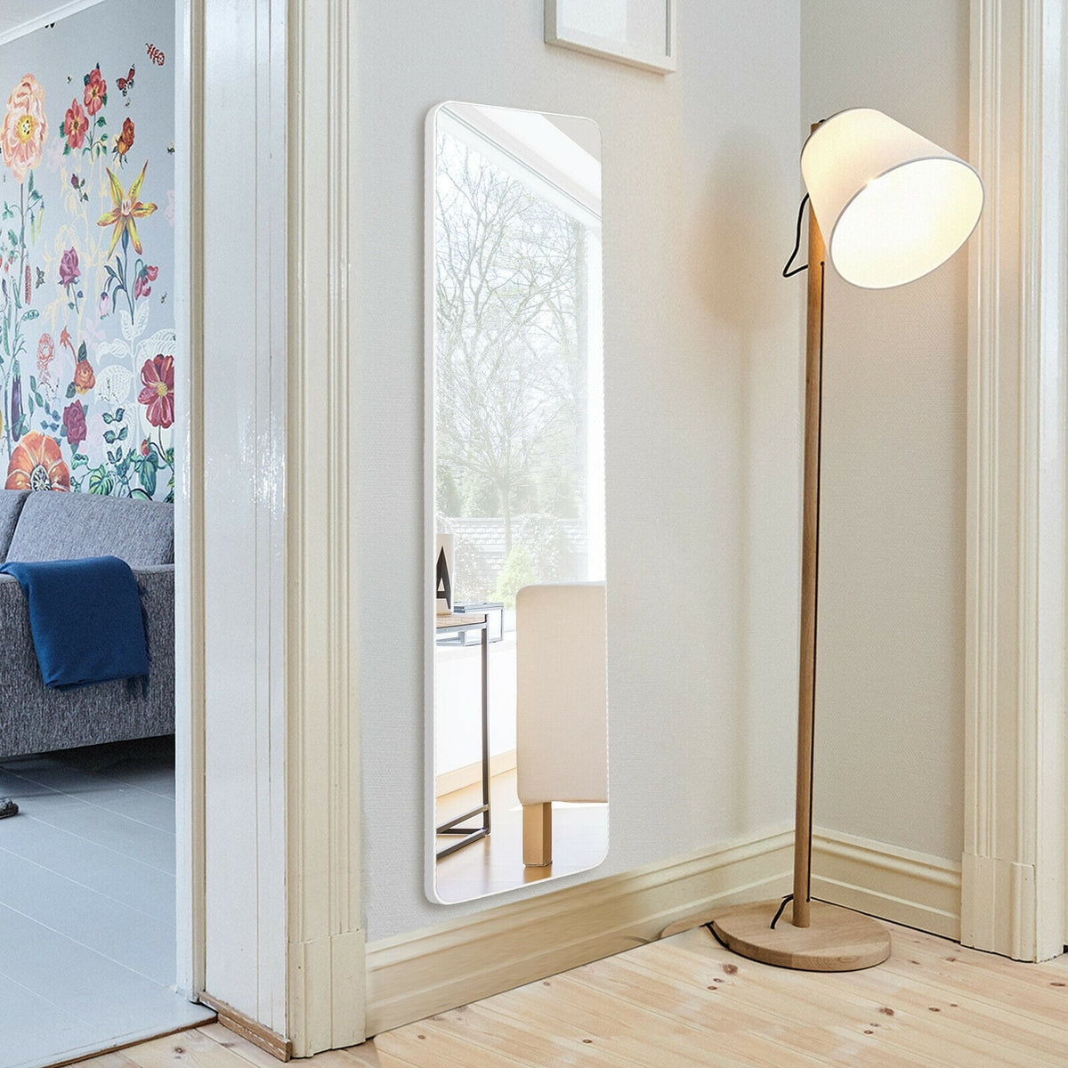 Full Length Frameless Wall Mountable Floor Mirror-White-Floor Mirrors-DECOROLALA