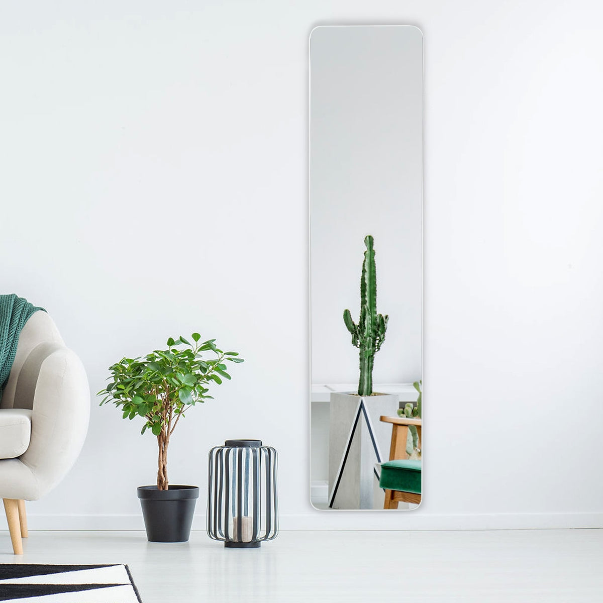 Full Length Frameless Wall Mountable Floor Mirror-White-Floor Mirrors-DECOROLALA