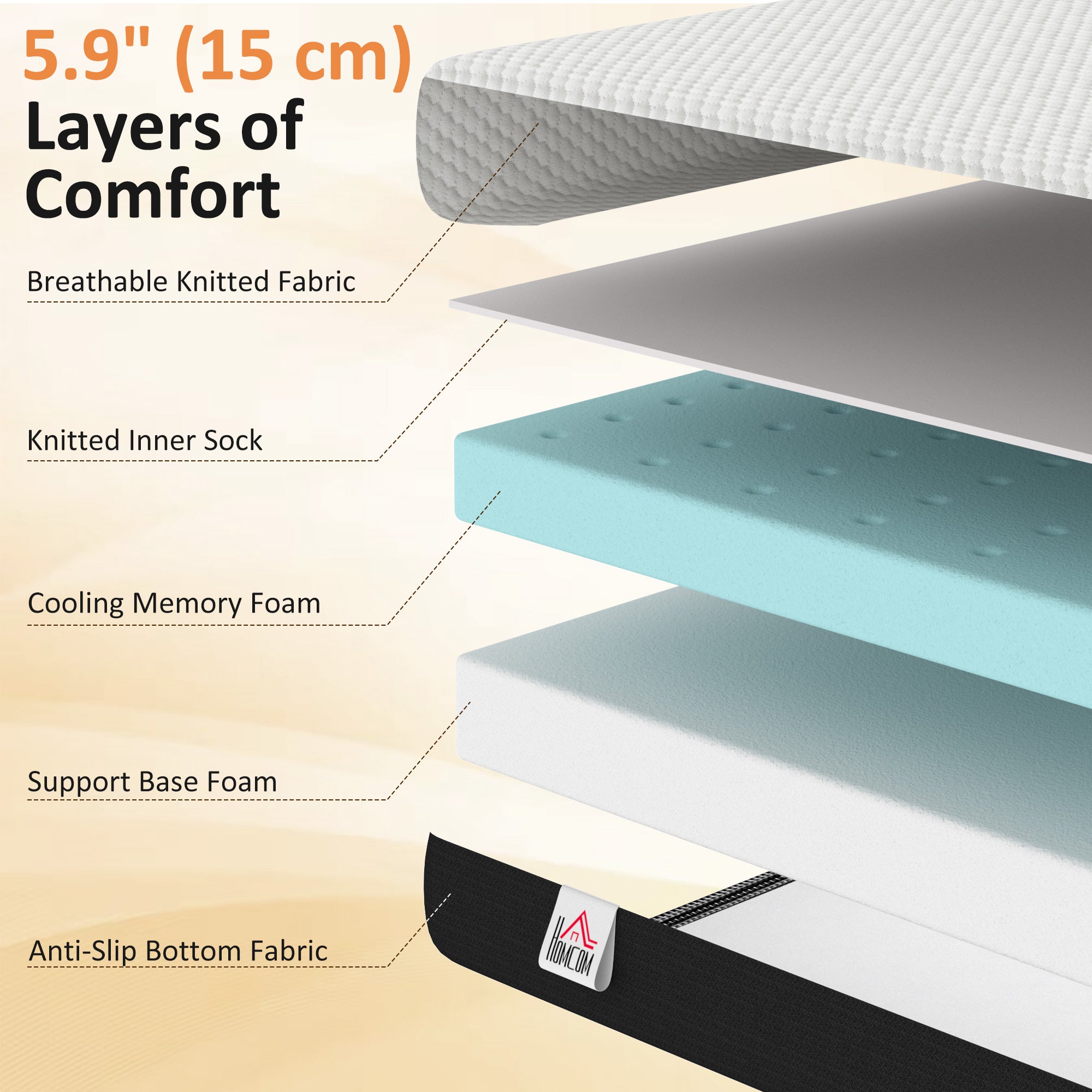 Full Mattress 6" Memory Foam Cooling - Medium Firm-DECOROLALA