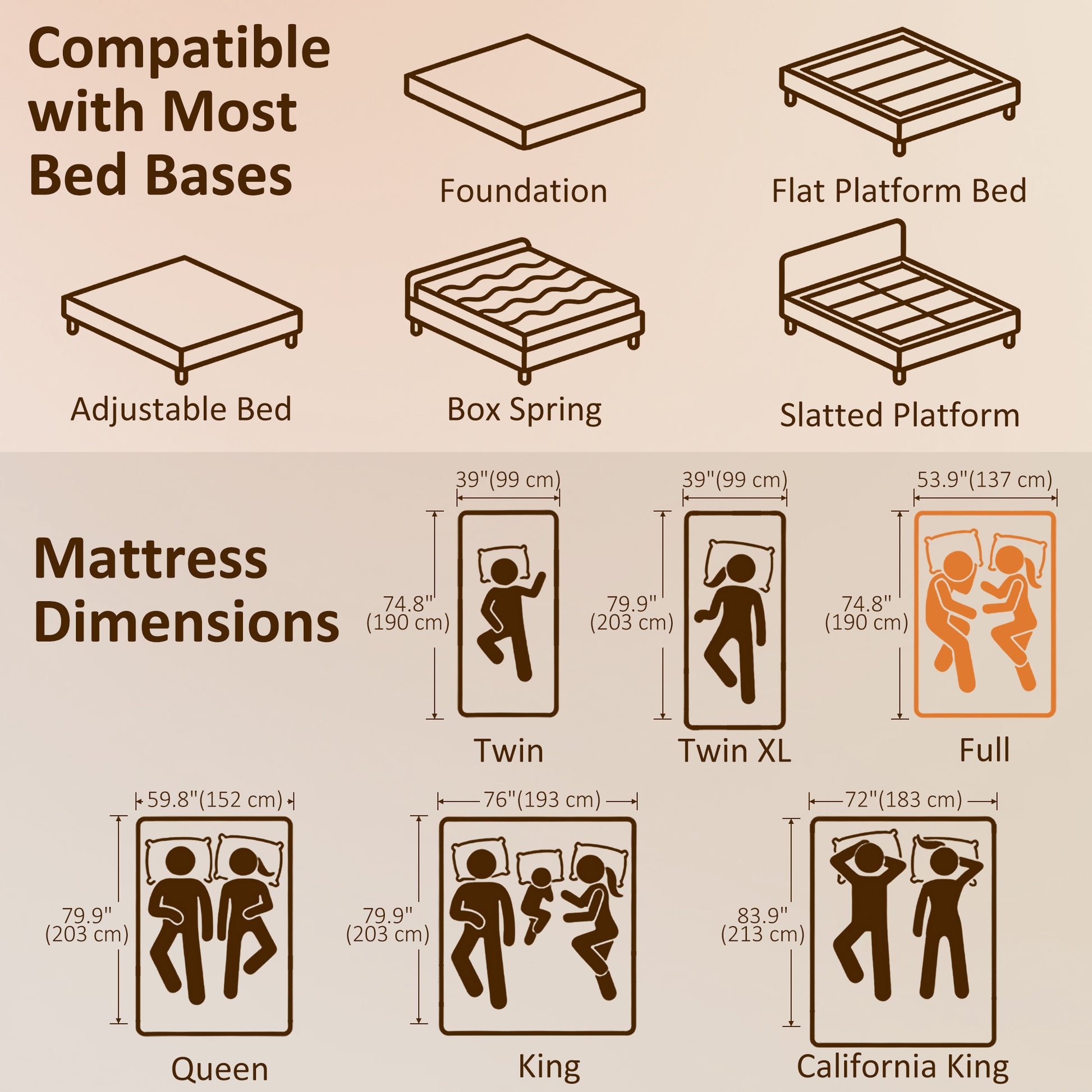 Full Mattress 8" Memory Foam Cooling - Medium Firm-DECOROLALA
