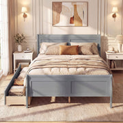 Full Size Bed Frame with 2 Storage Drawers and Footboard for Kids Teens Adults-Simple Bed Frame-DECOROLALA