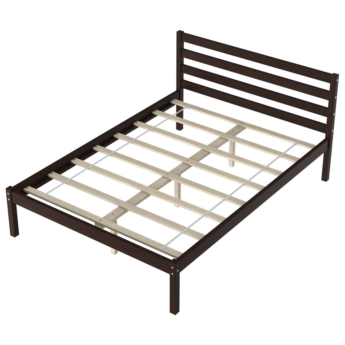 Full Size Bed frame Foundation with Solid Wooden Slat Suppor-Simple Bed Frame-DECOROLALA