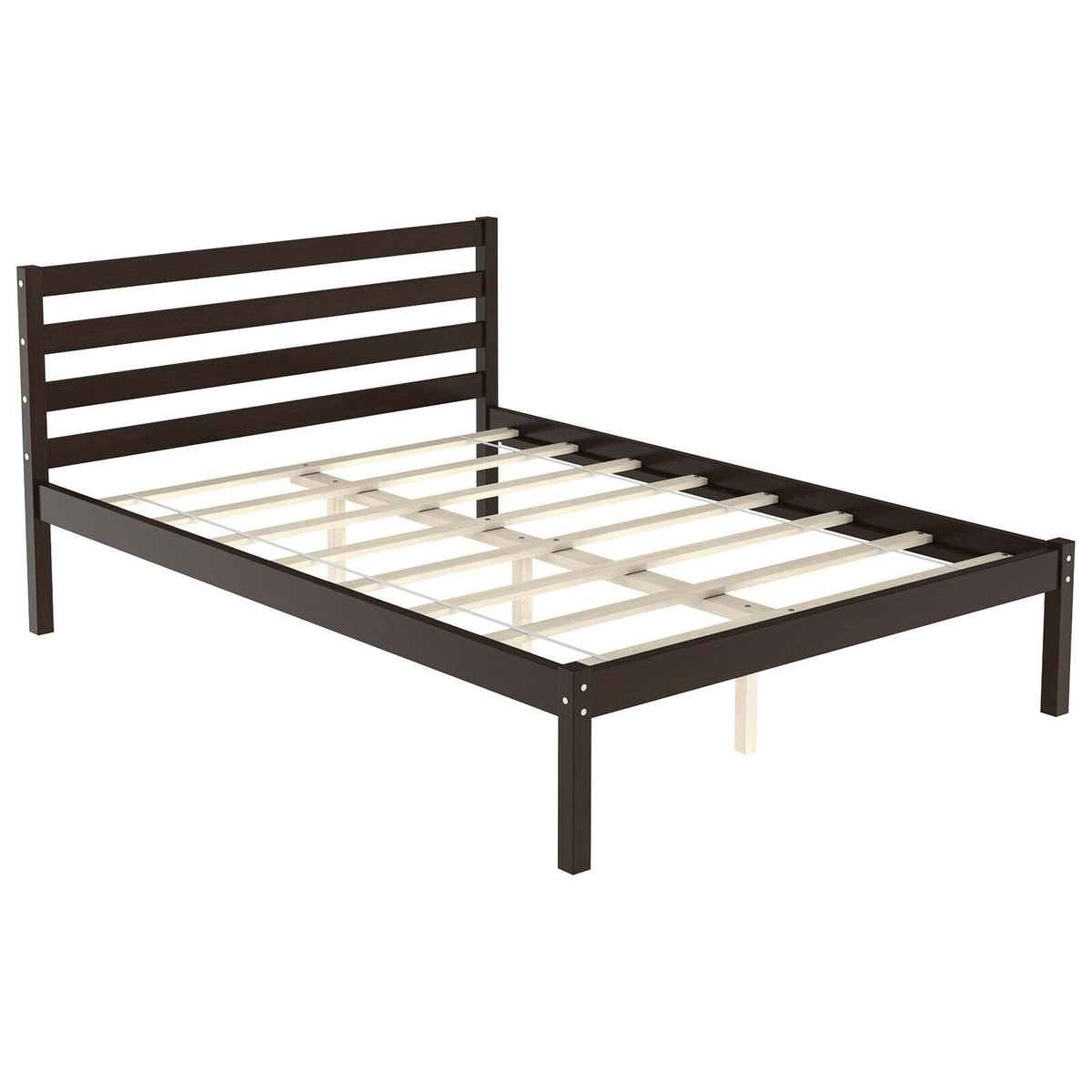Full Size Bed frame Foundation with Solid Wooden Slat Suppor-Simple Bed Frame-DECOROLALA