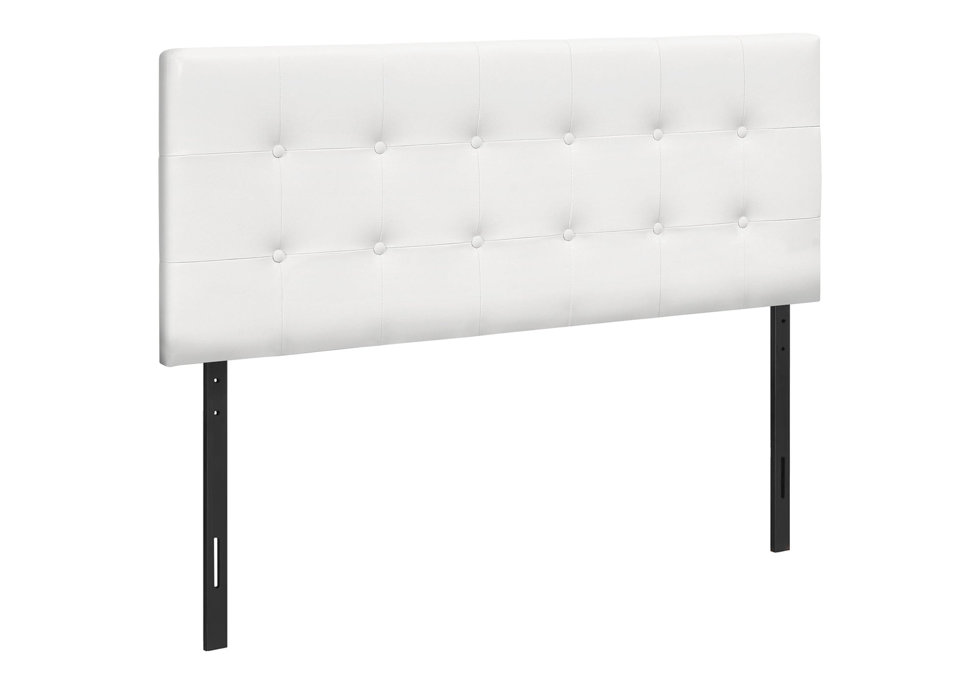 Full Size Brown Leather-Look Button Tufted Headboard-Bed-DECOROLALA