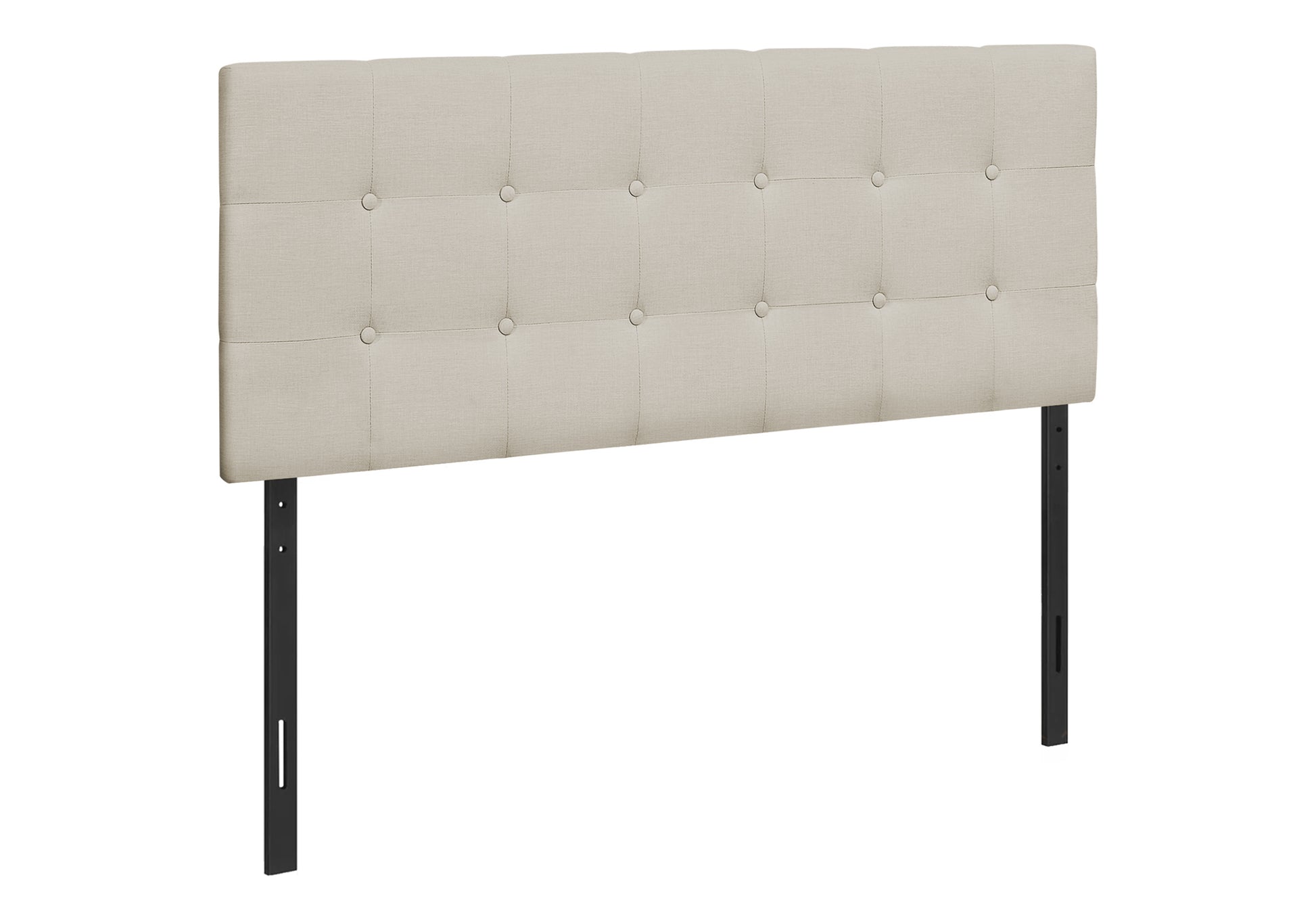 Full Size Brown Leather-Look Button Tufted Headboard-Bed-DECOROLALA