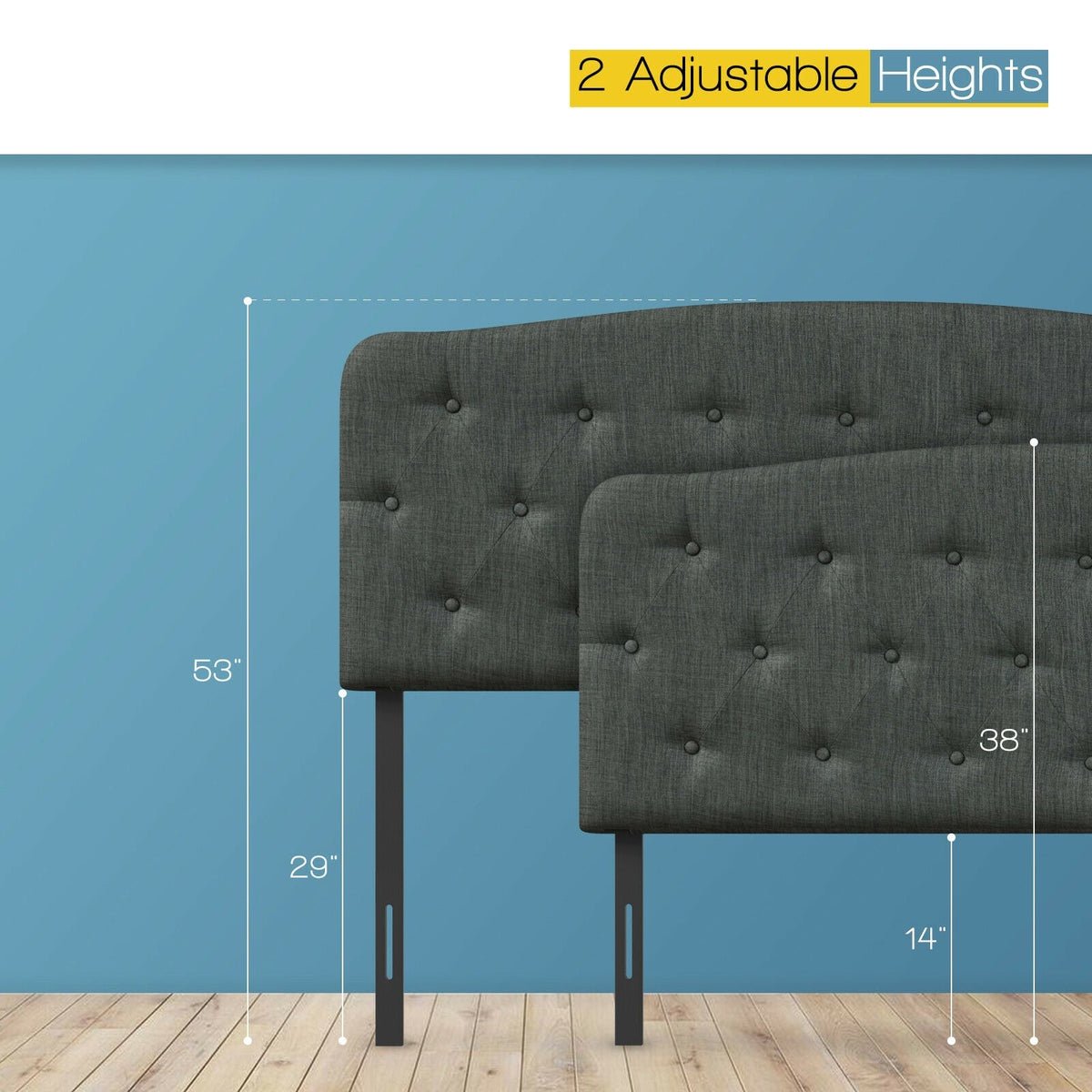Full Size Faux Linen Button-Tufted Adjustable Headboard-Headboards-DECOROLALA