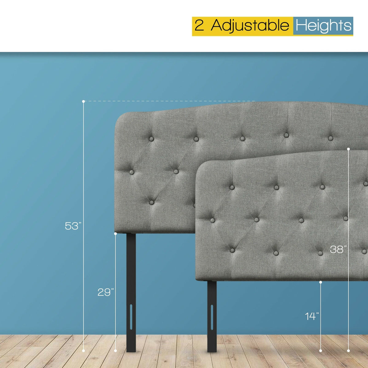 Full Size Faux Linen Button-Tufted Adjustable Headboard-Headboards-DECOROLALA