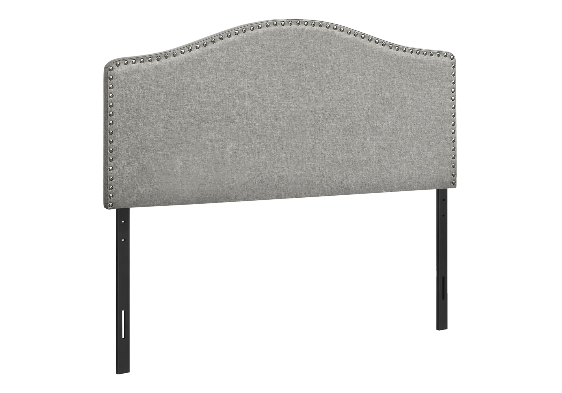 Full Size Grey Leather-Look Upholstered Headboard-Bed-DECOROLALA
