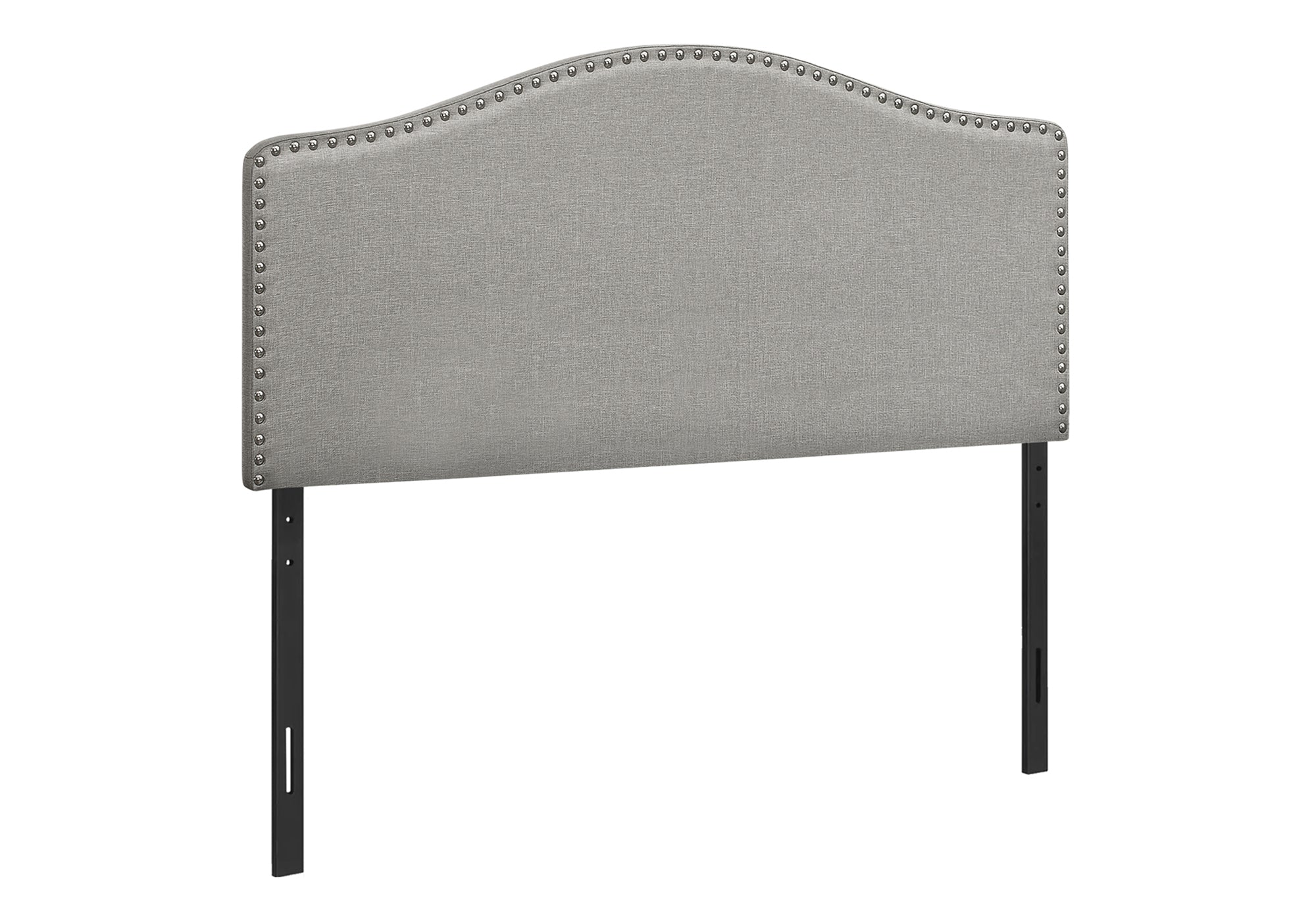 Full Size Grey Leather-Look Upholstered Headboard-Bed-DECOROLALA