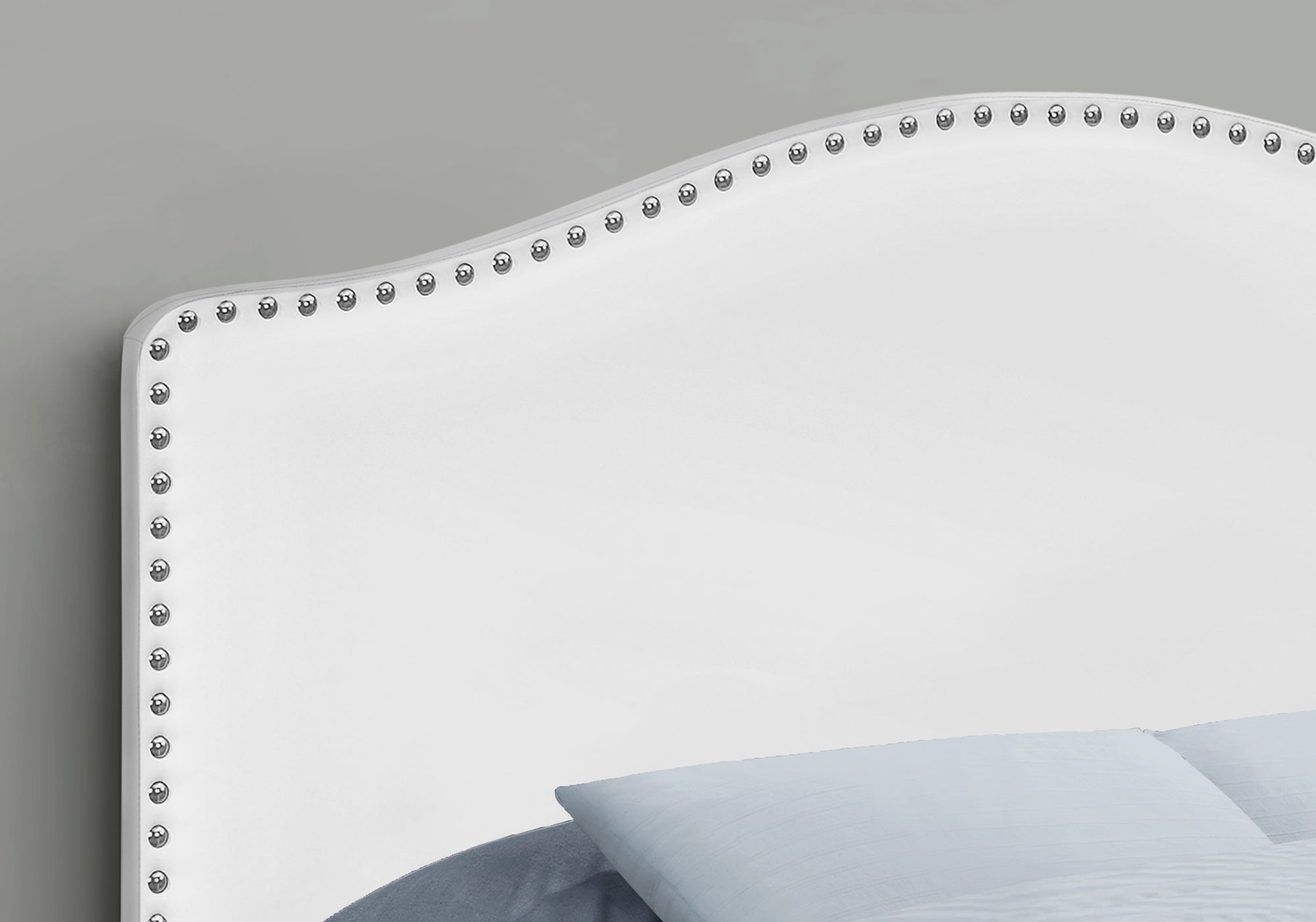 Full Size Grey Leather-Look Upholstered Headboard-Bed-DECOROLALA