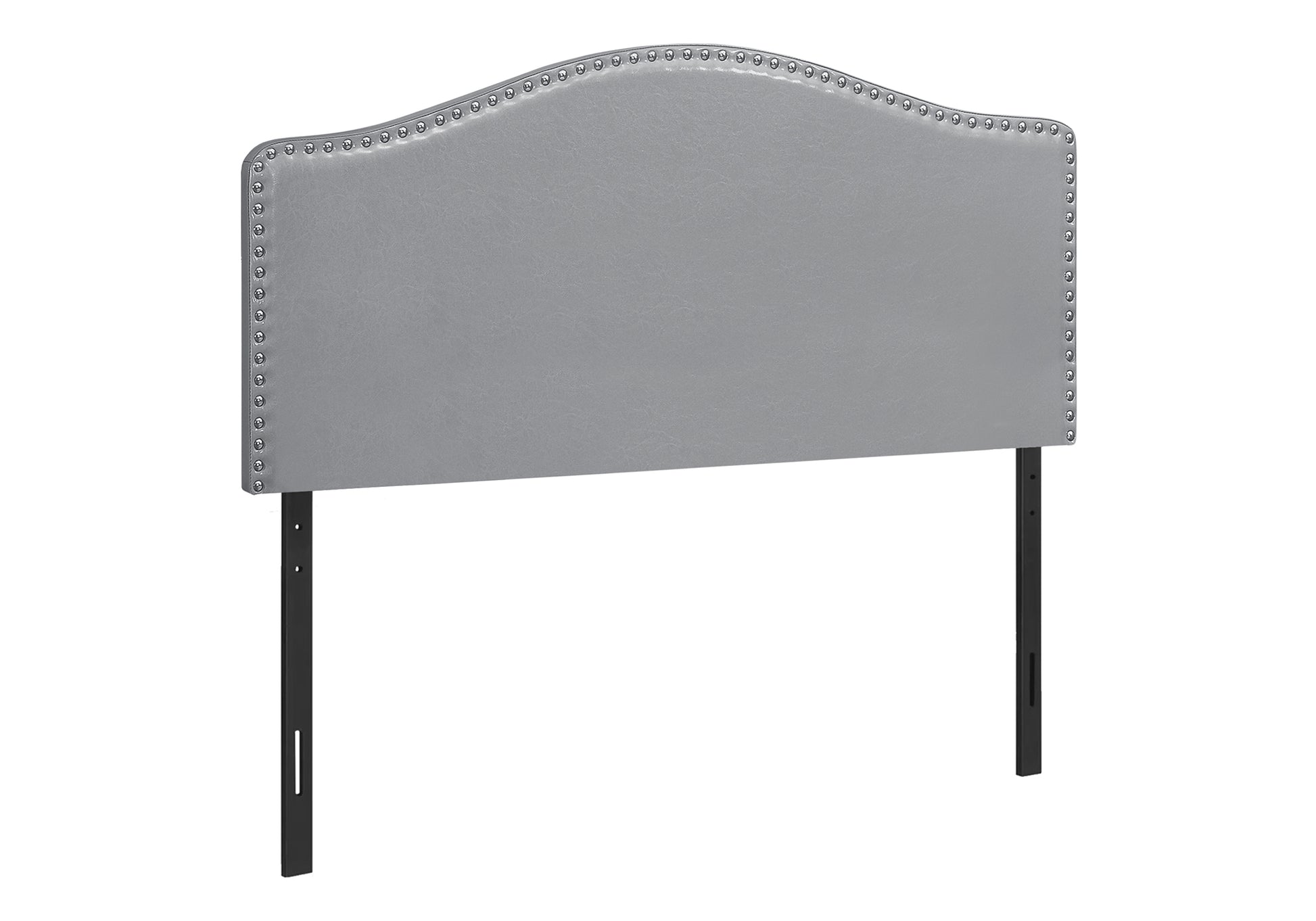 Full Size Grey Leather-Look Upholstered Headboard-Bed-DECOROLALA